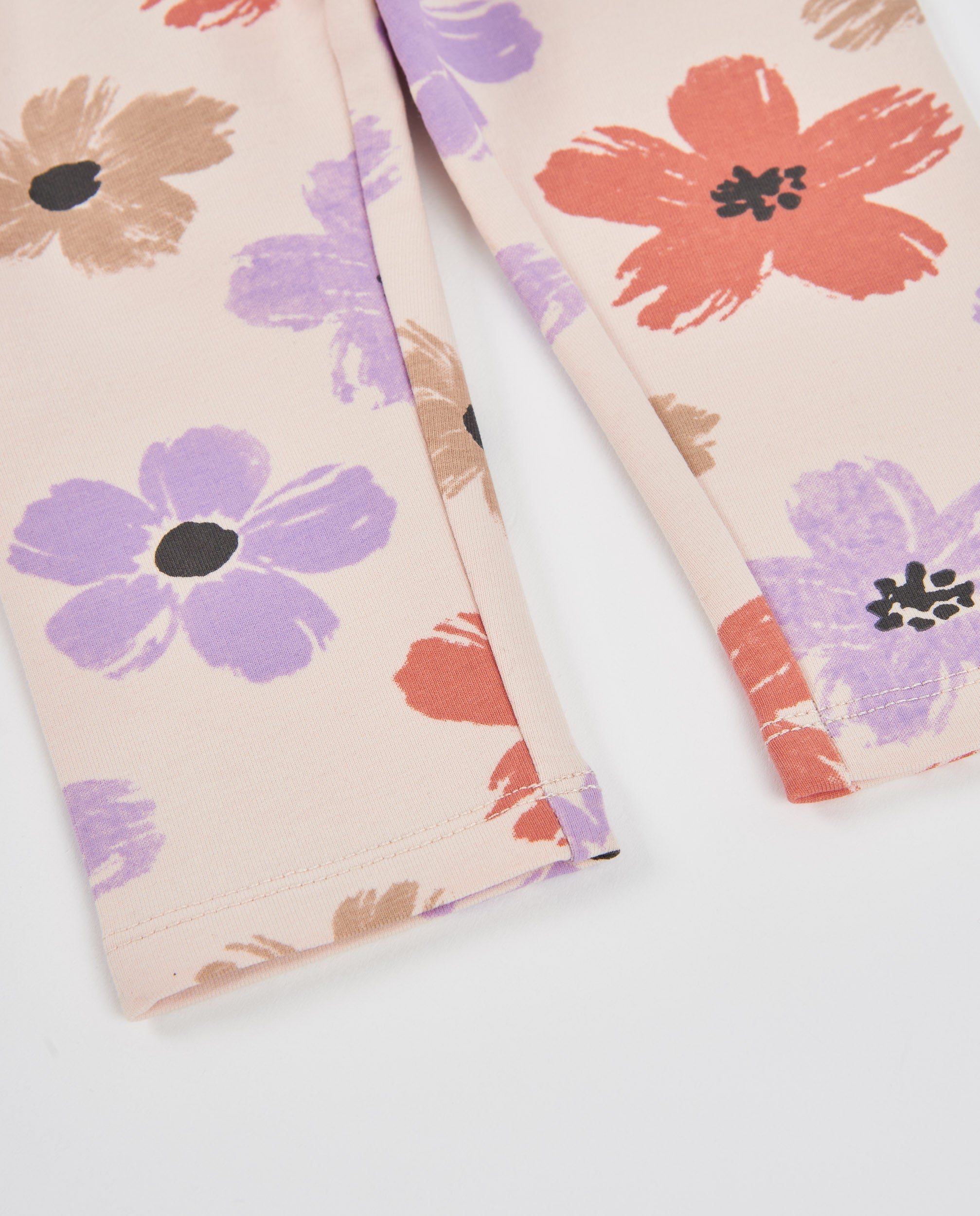 Legging de niña de felpa con estampado floral y cintura elástica