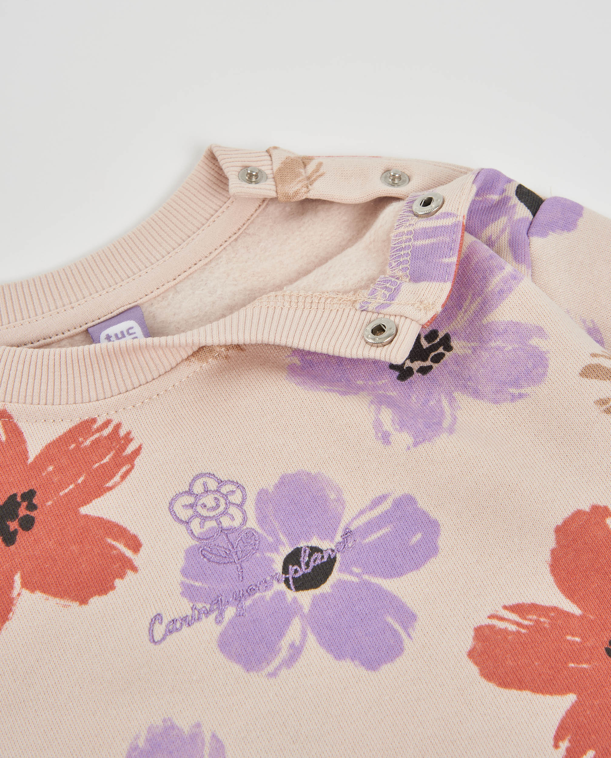 Sudadera de niña de felpa con estampado floral y tacto cálido