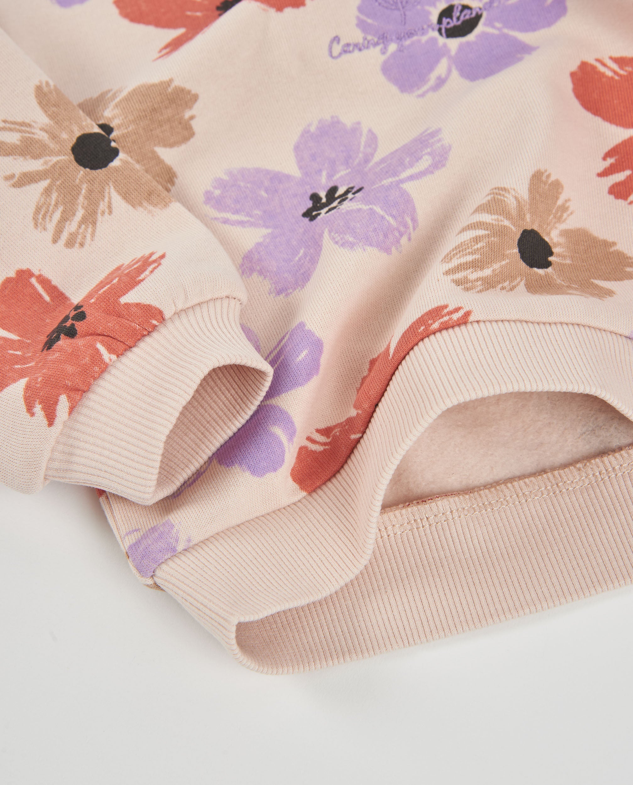 Sudadera de niña de felpa con estampado floral y tacto cálido