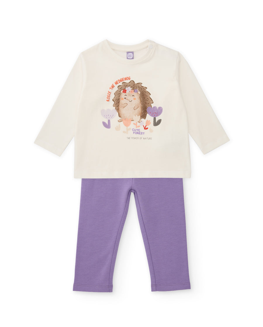 Ensemble en maille pour fille composé d’un t-shirt imprimé et d’un legging assorti