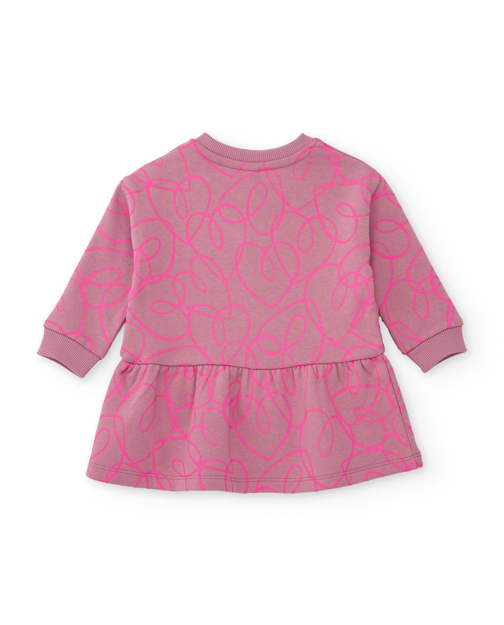 Vestido de niña de felpa con cuello redondo y print divertido