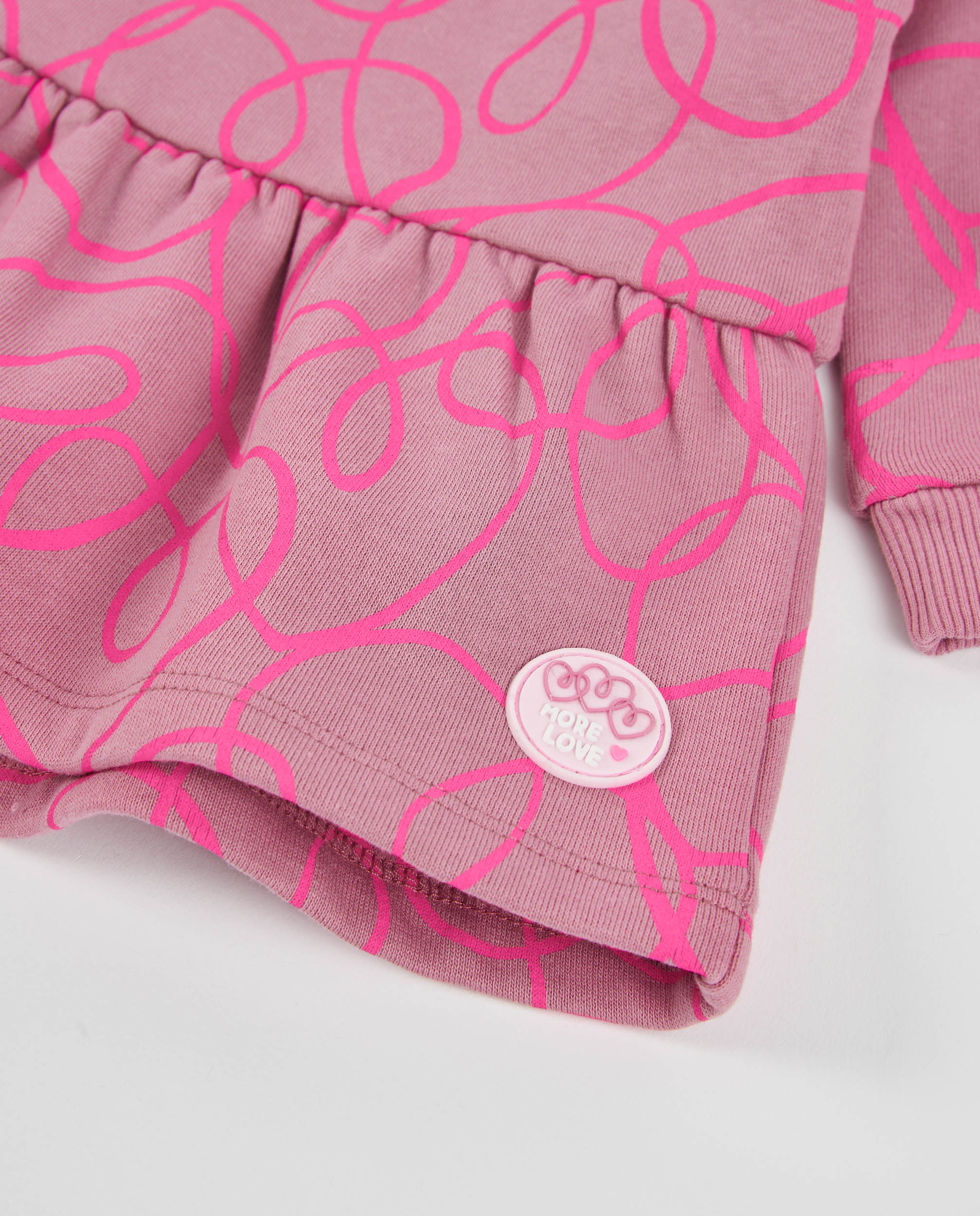 Vestido de niña de felpa con cuello redondo y print divertido
