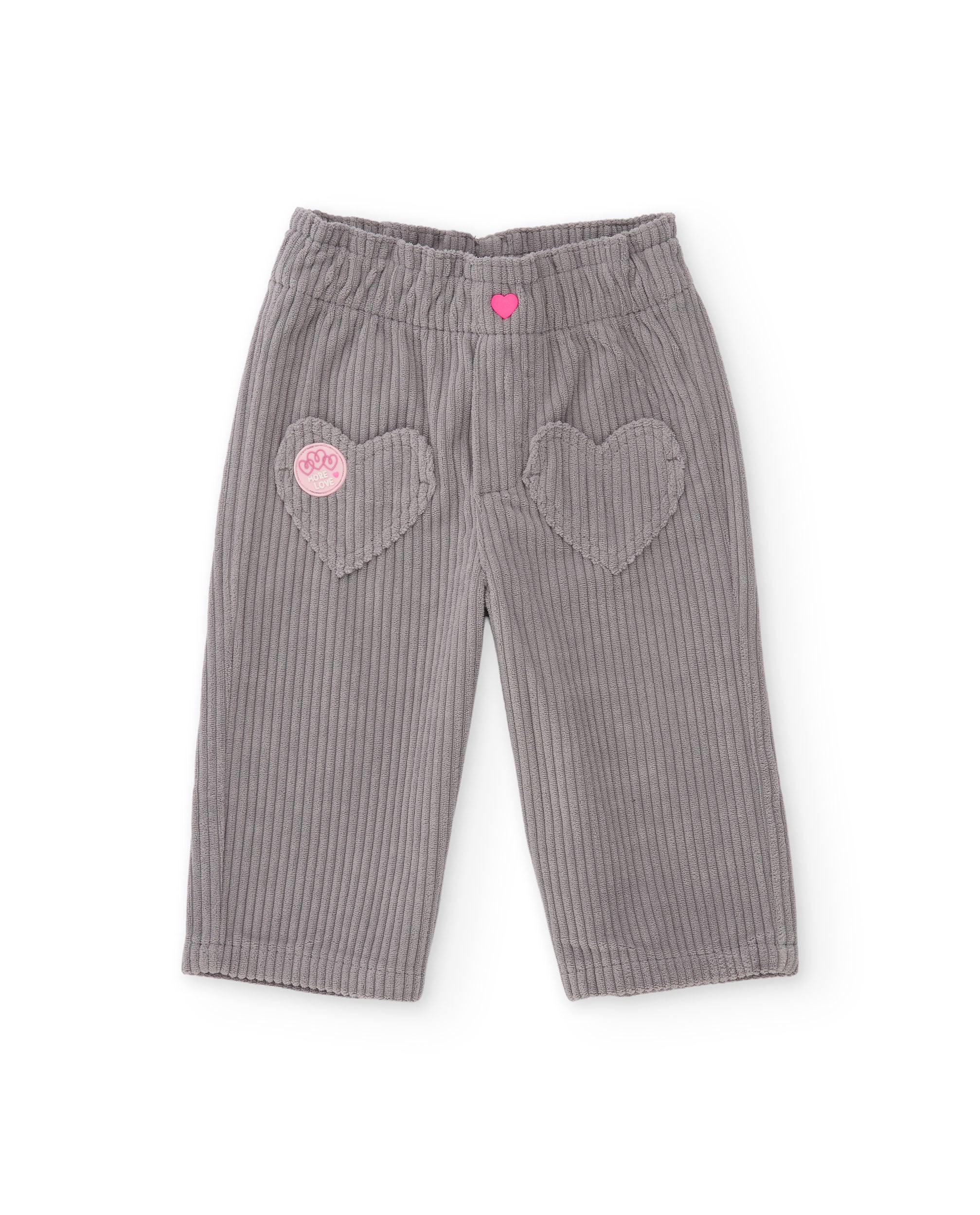 Pantalón de niña de pana y detalles de corazones