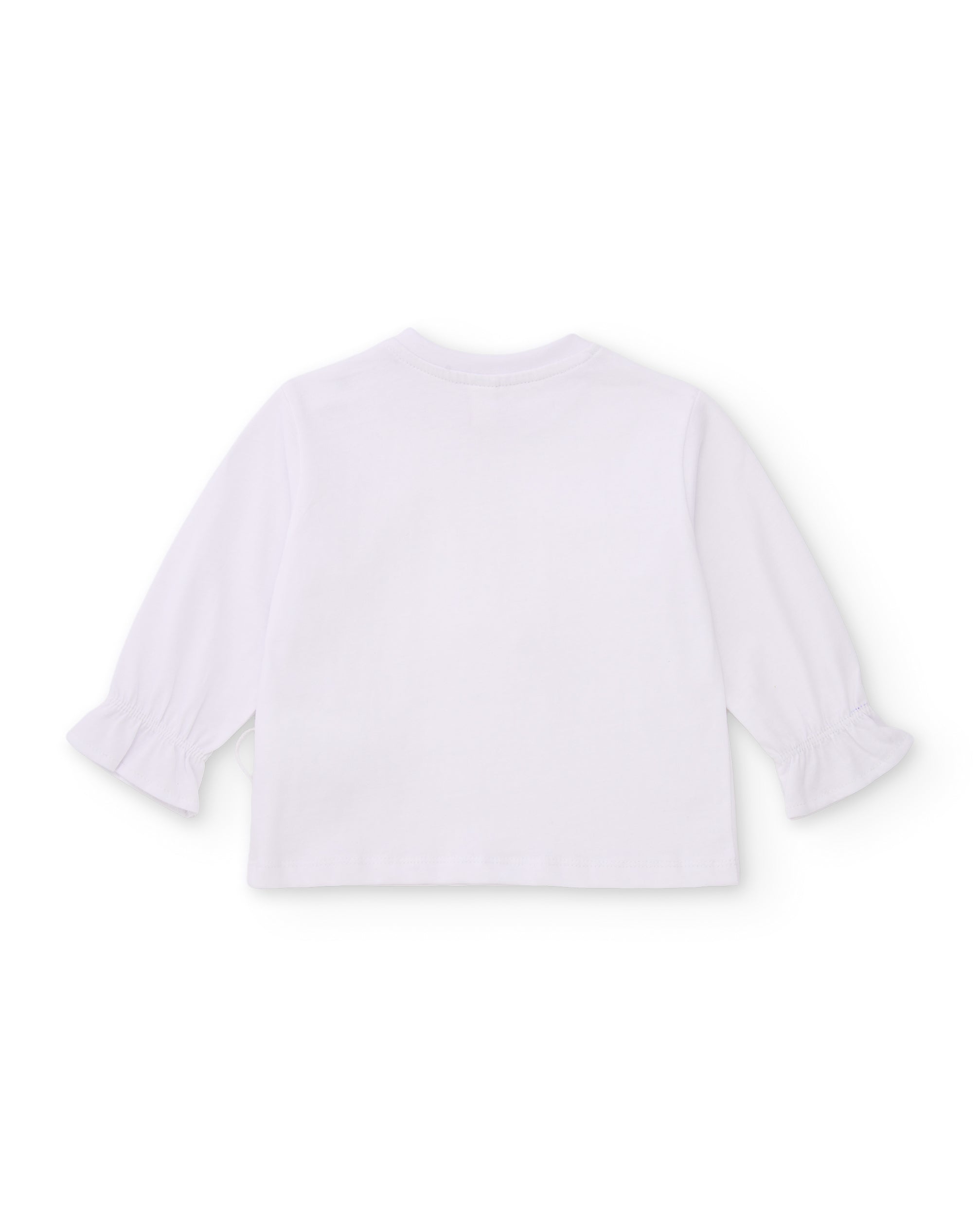 Camiseta de niña de punto con corazones bordados y manga larga