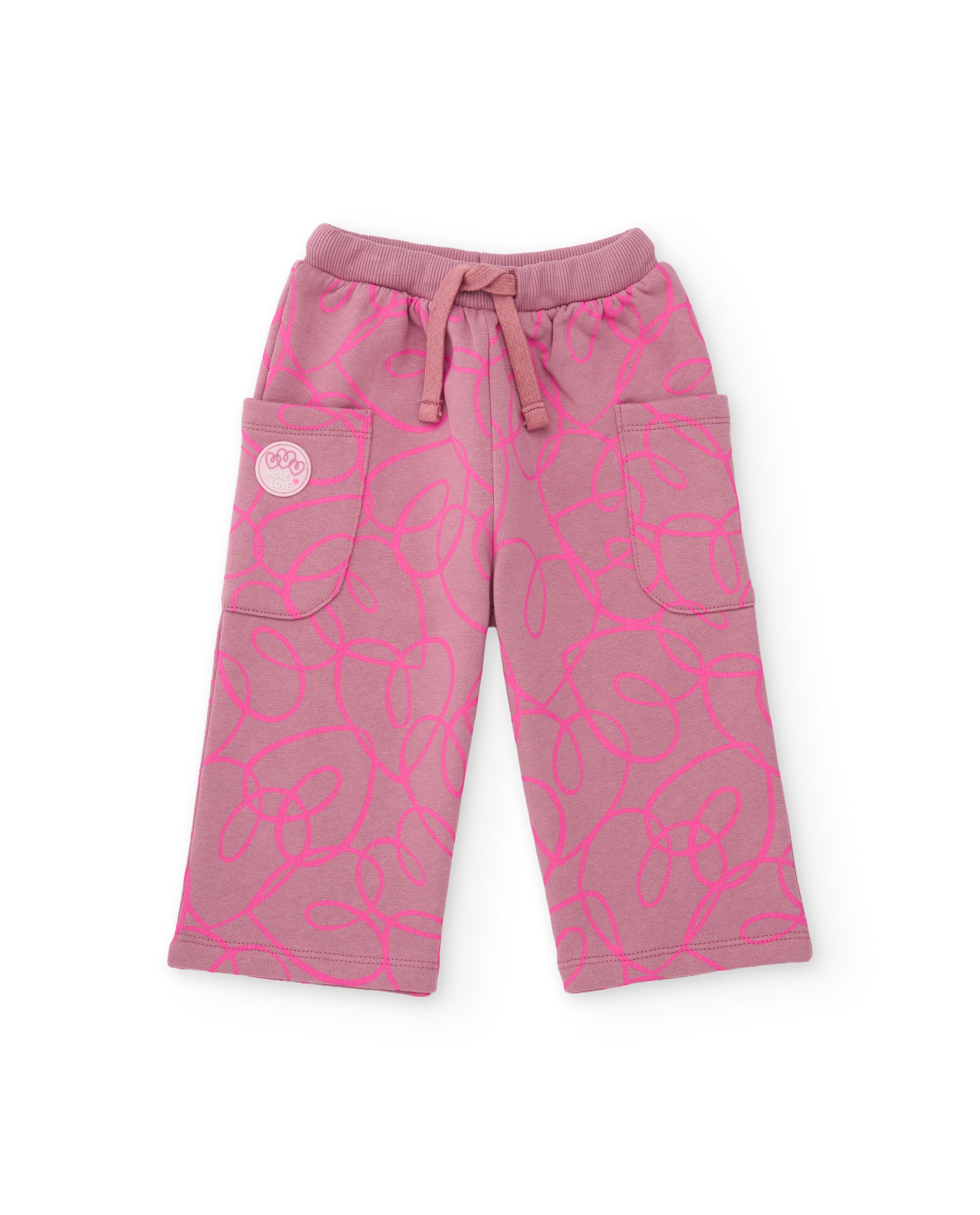 Conjunto de niña de felpa con sudadera estampada y pantalón a juego
