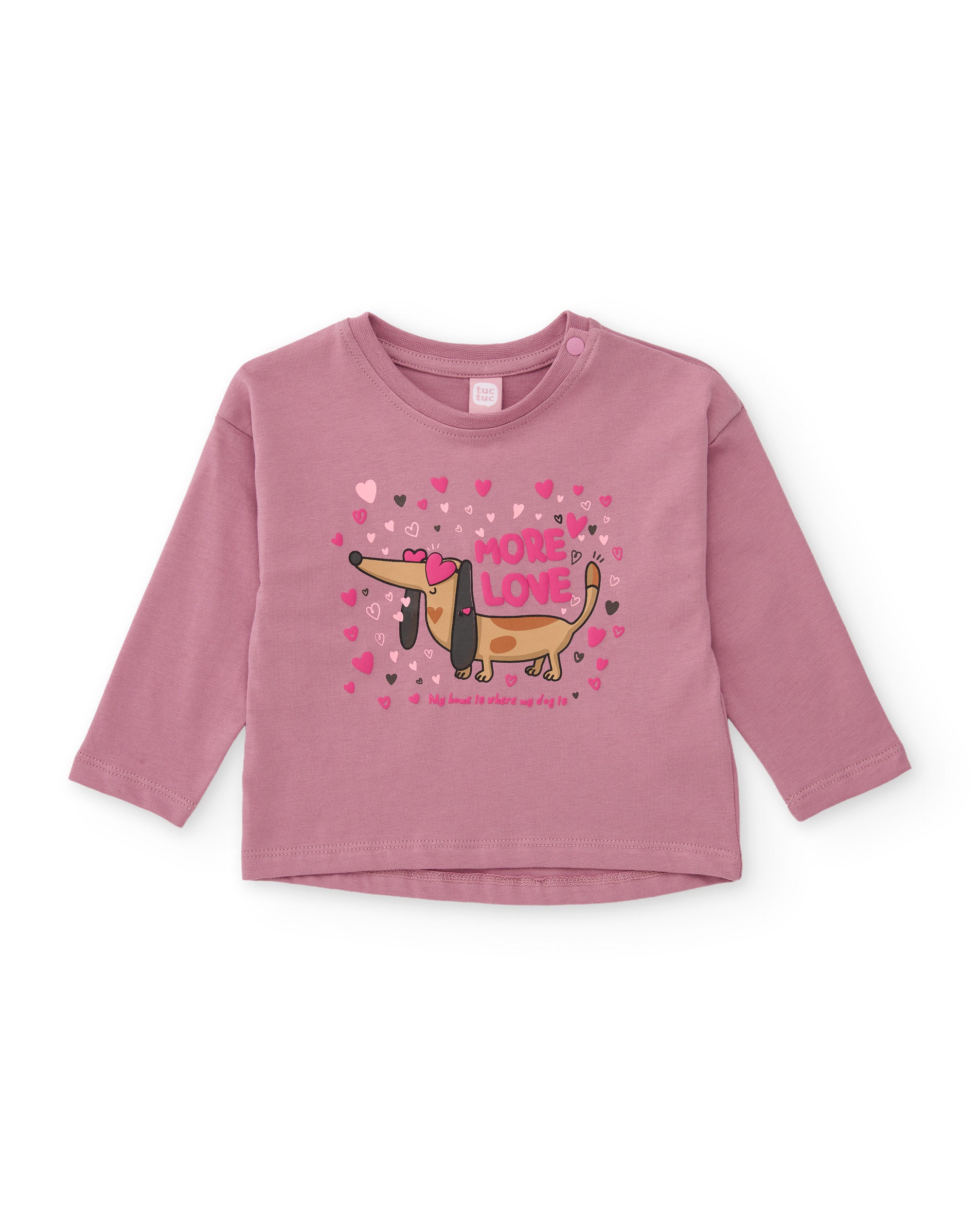 Camiseta de niña de punto con manga larga y estampado frontal