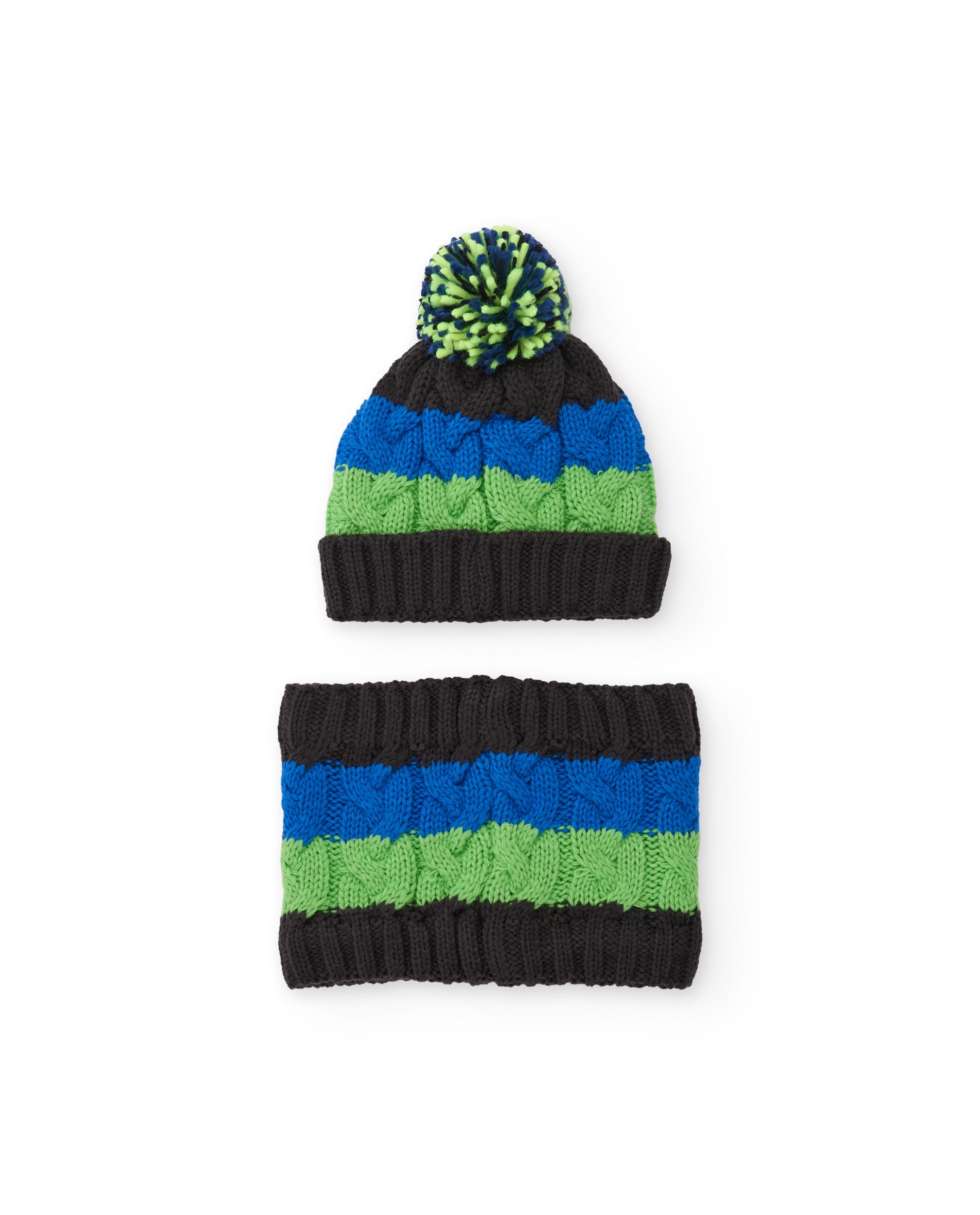 Set de niño de tricot con gorro de pompón y braga de cuello