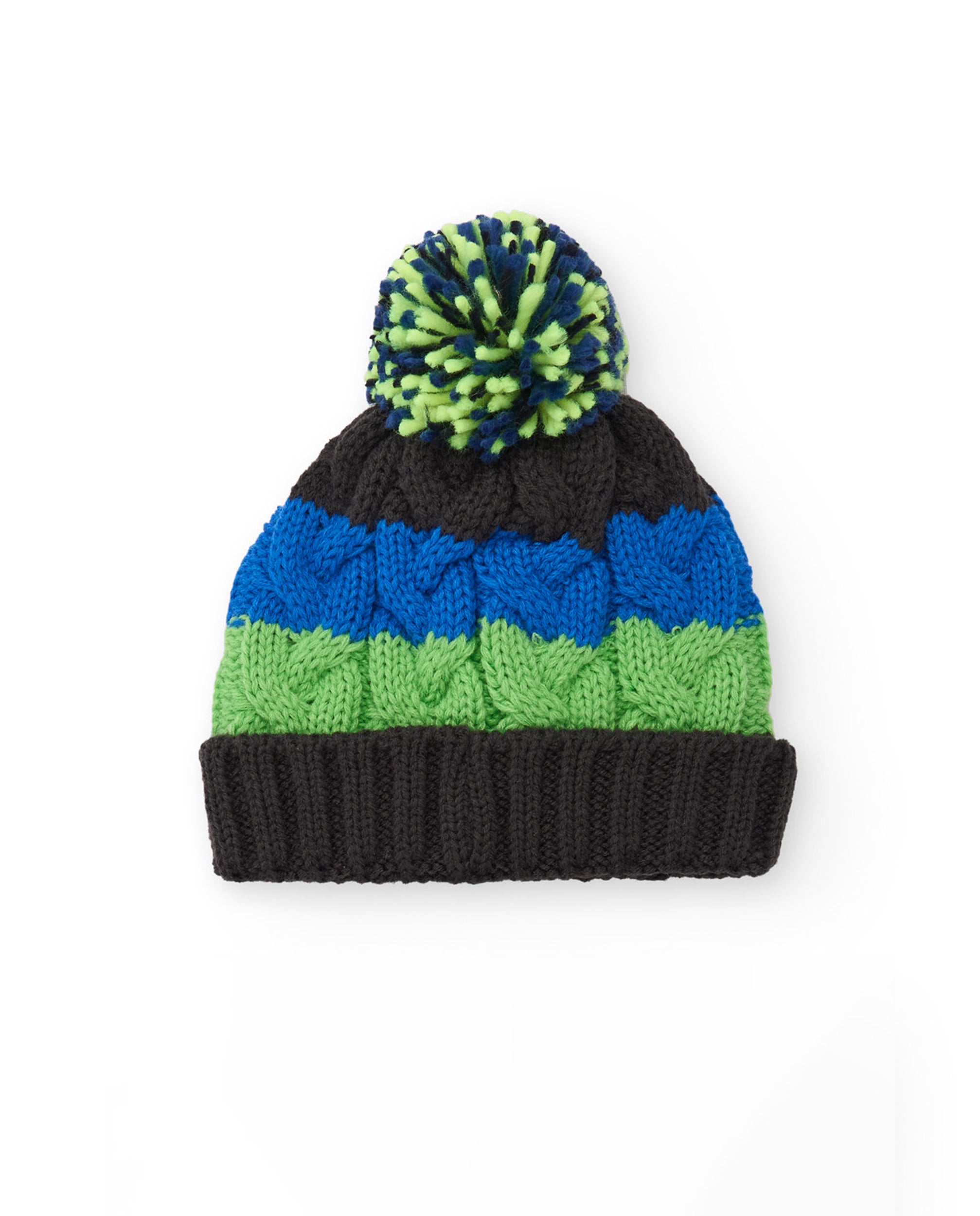 Gorro de niño de tricot con pompón y diseño de franjas