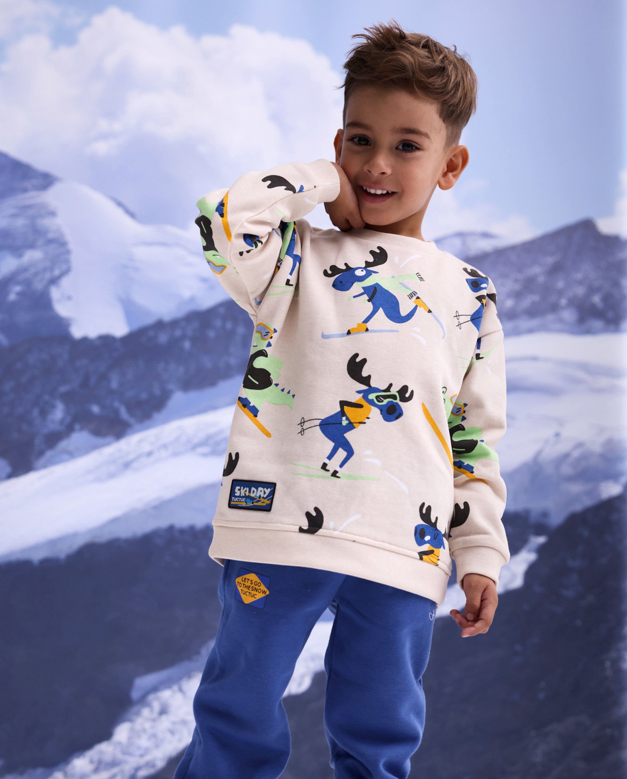 Pantalón de niño de felpa con bolsillo estampado