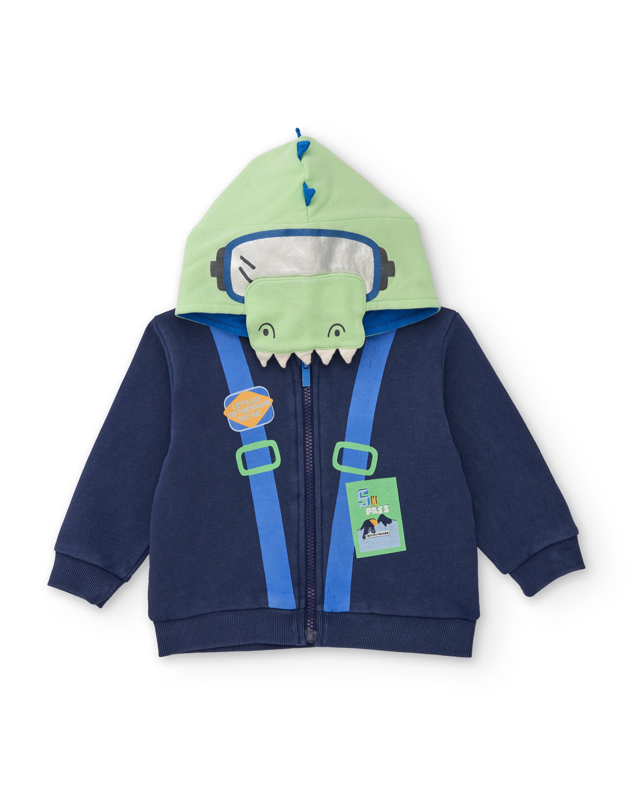 Conjunto de niño de felpa con sudadera de capucha estampada y pantalón a juego
