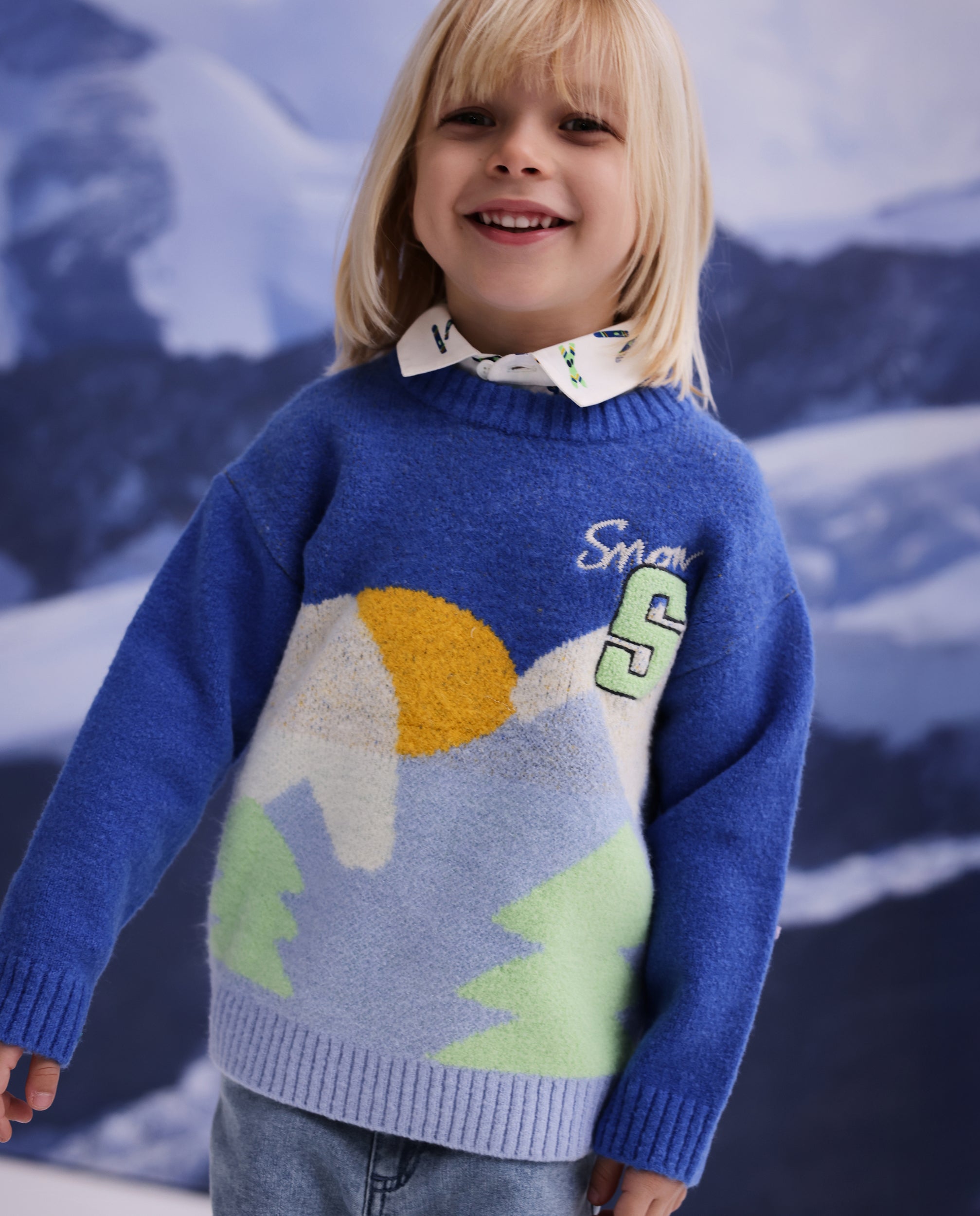 Jersey de niño de tricot con diseño de invierno
