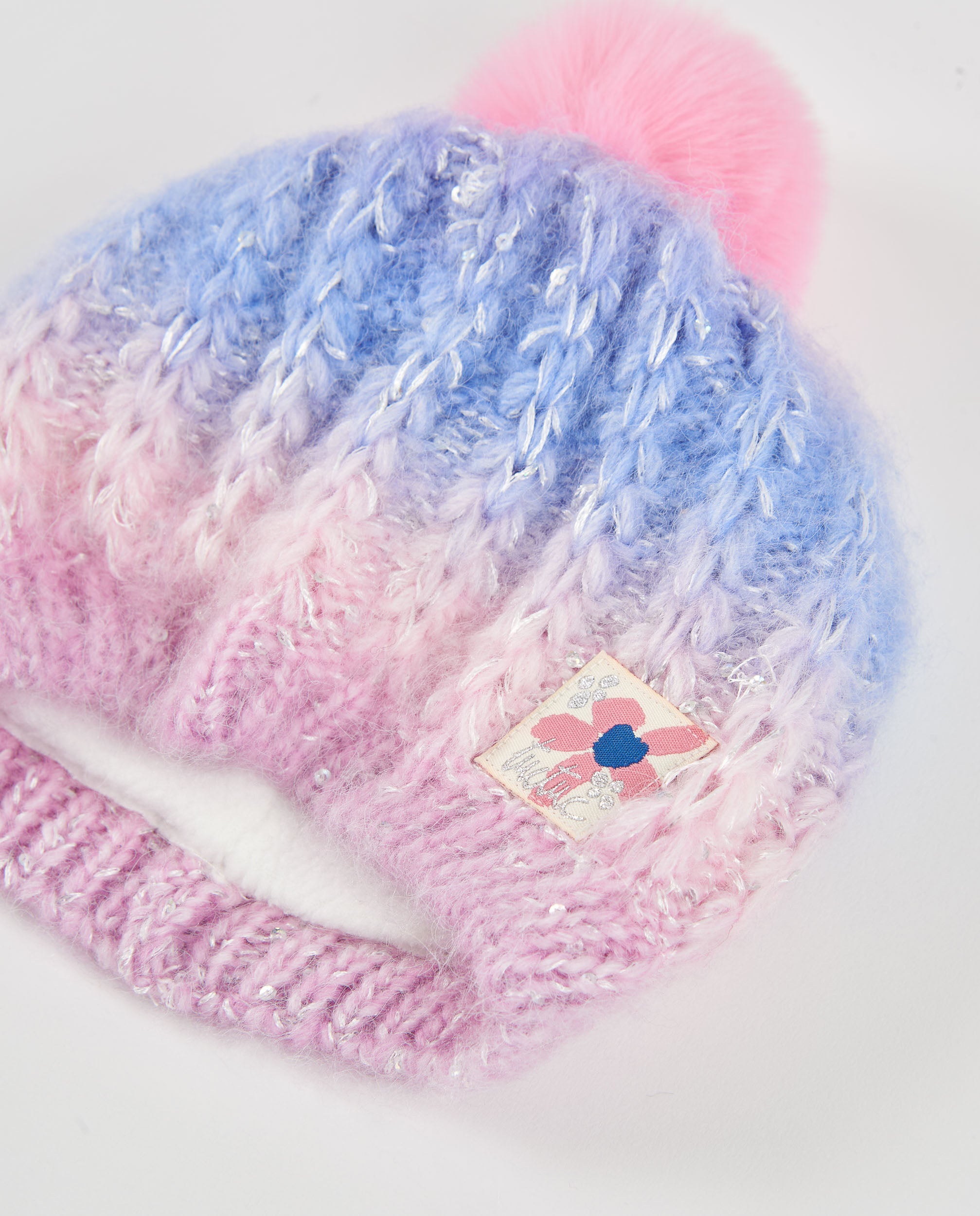 Set de niña de tricot con gorro y braga de cuello degradada