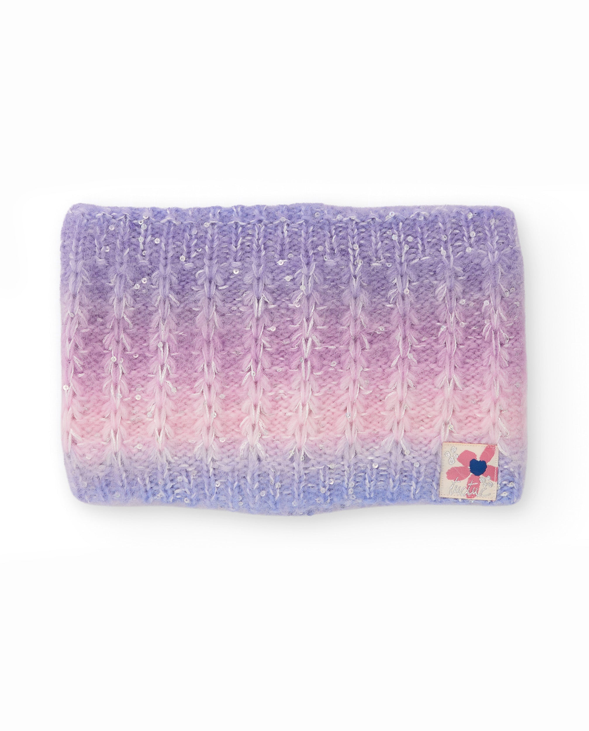 Braga de cuello de niña de tricot efecto degradado y lentejuelas
