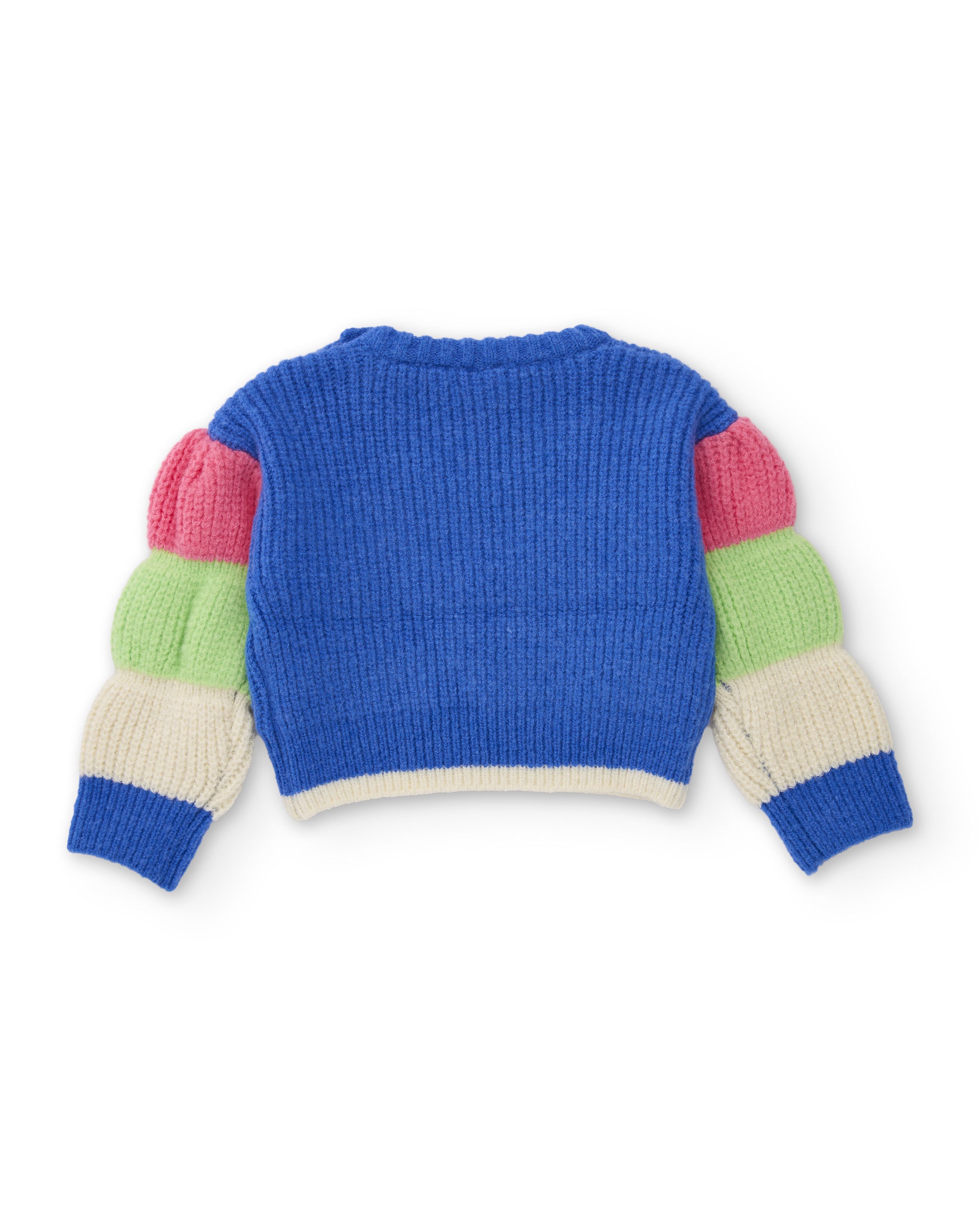 Jersey de niña de tricot con corazones y mangas bicolor