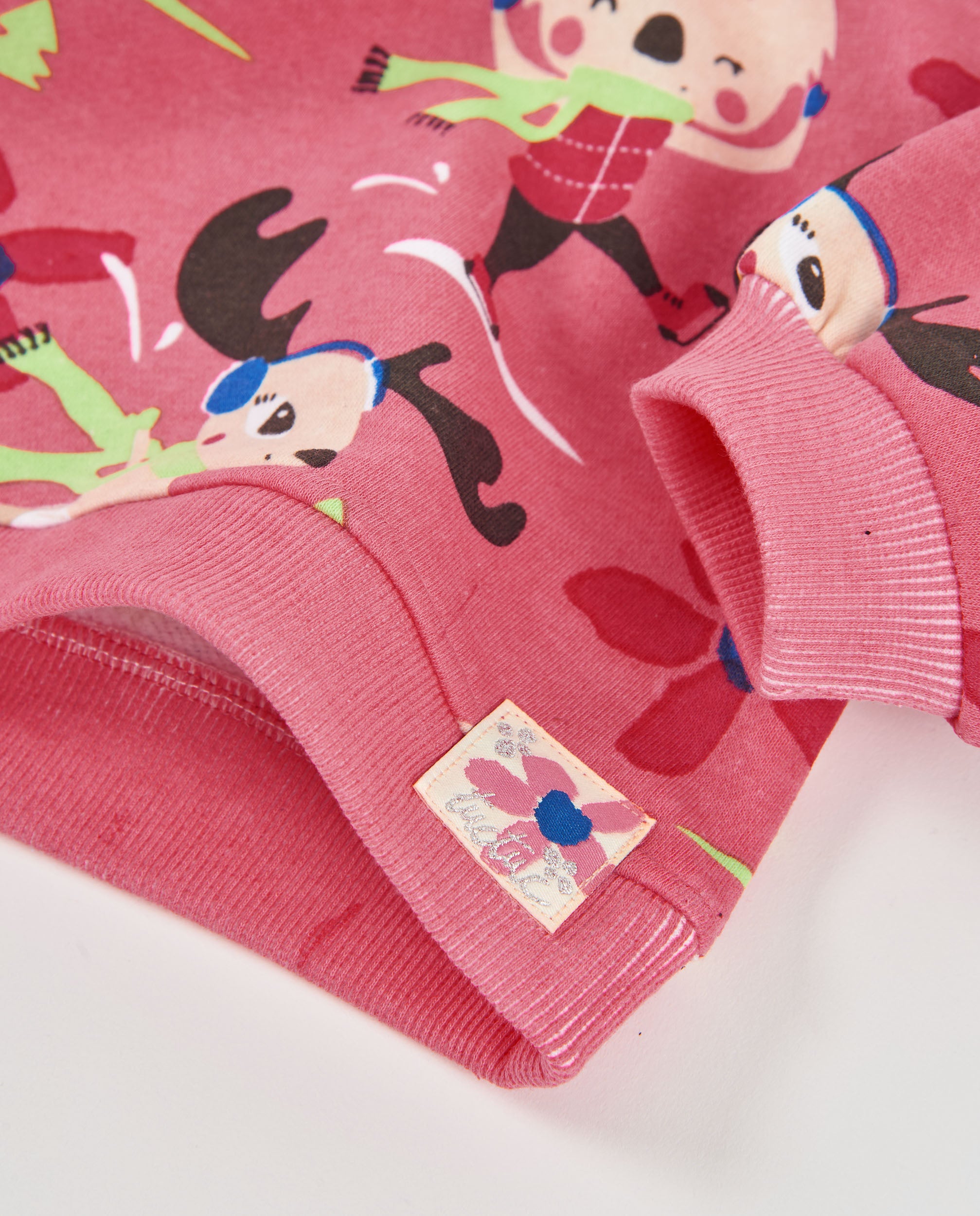 Sudadera de niña de felpa con estampado divertido y cuello redondo