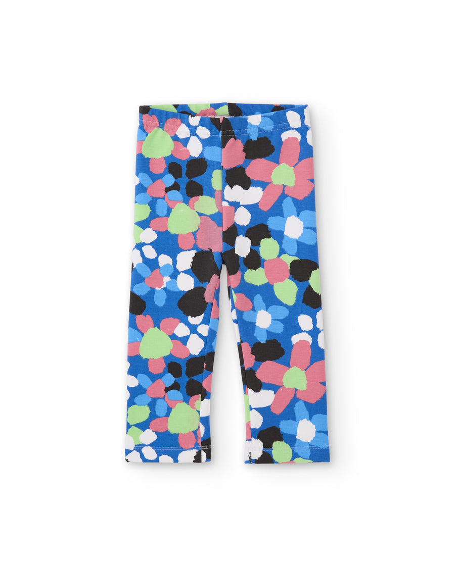 Girls' fleece leggings with a floral print and an elasticated fit