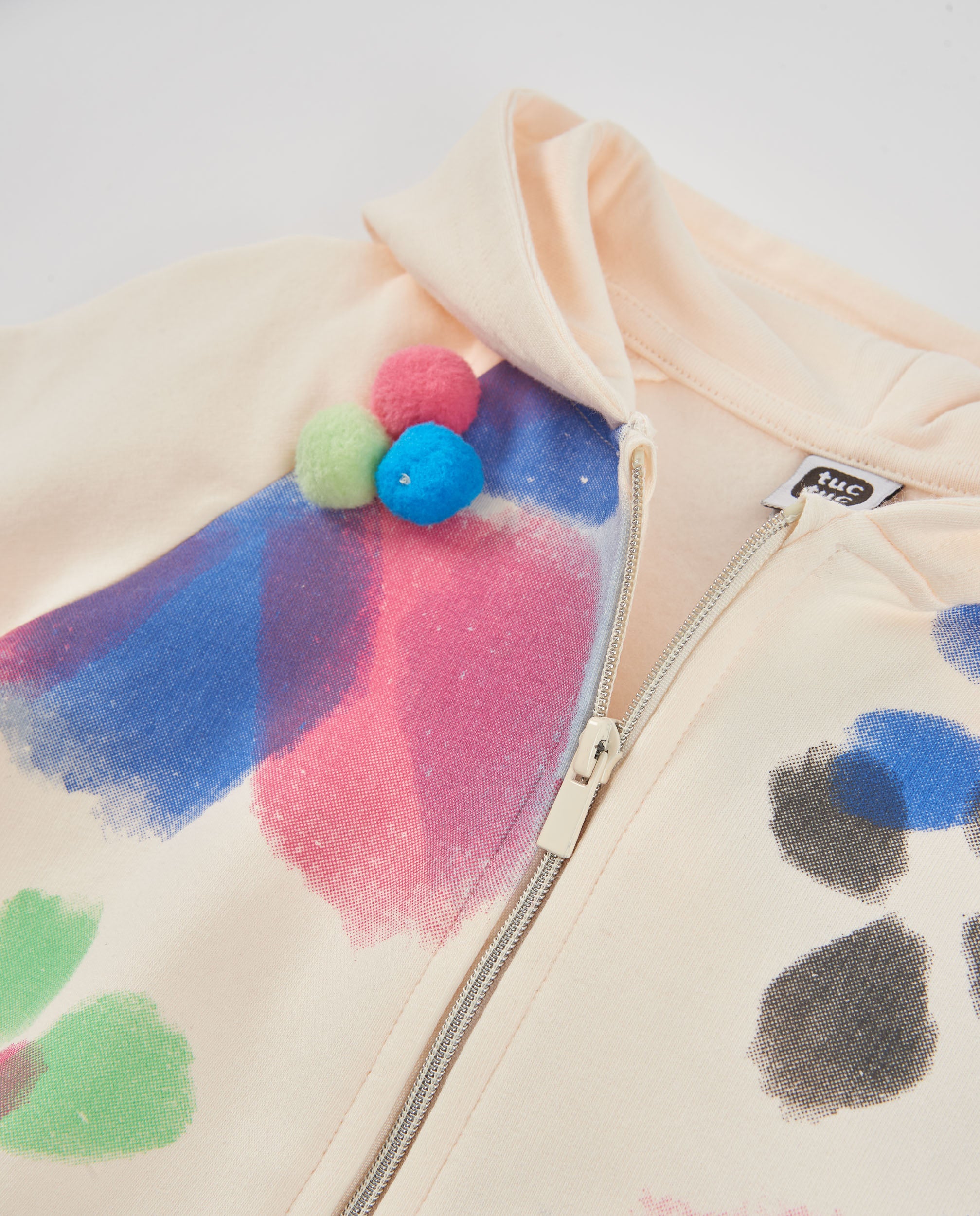 Chaqueta de niña de felpa con capucha y estampado floral