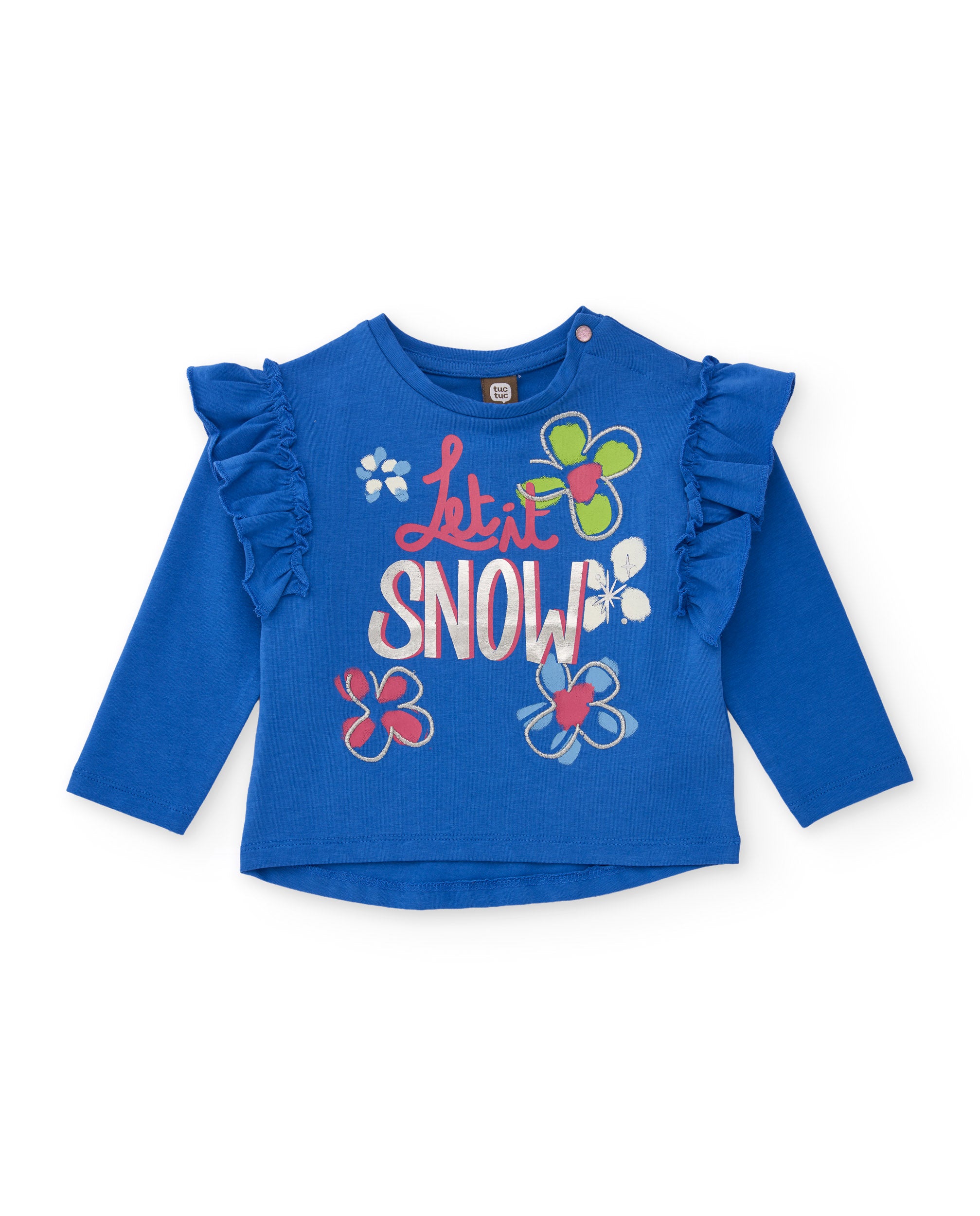 Camiseta de niña de punto con volante y estampado floral