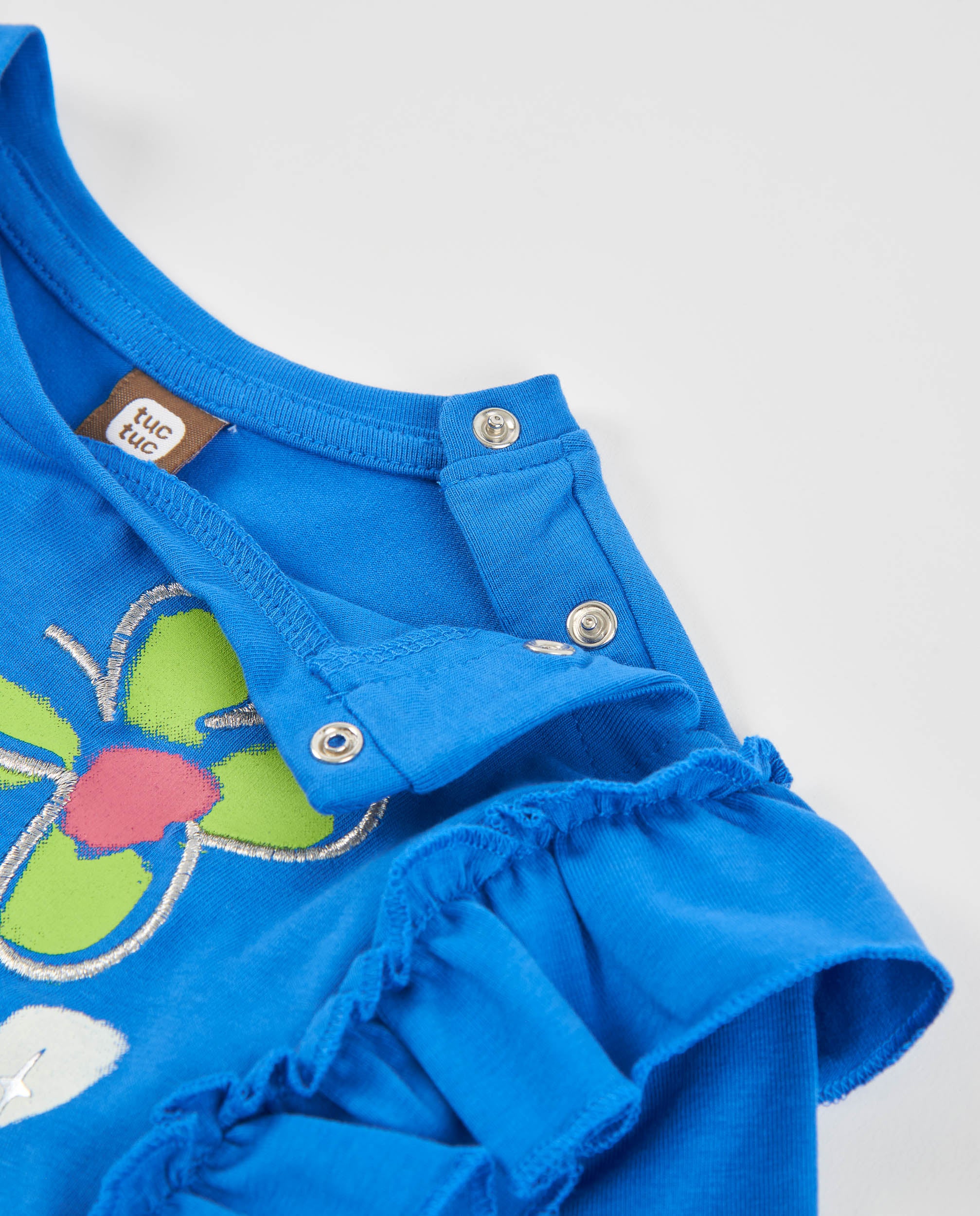Camiseta de niña de punto con volante y estampado floral