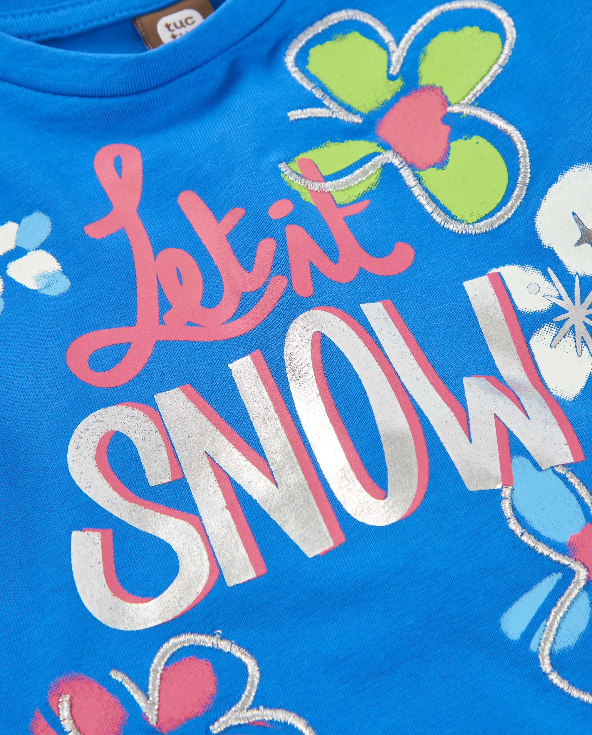 Camiseta de niña de punto con volante y estampado floral
