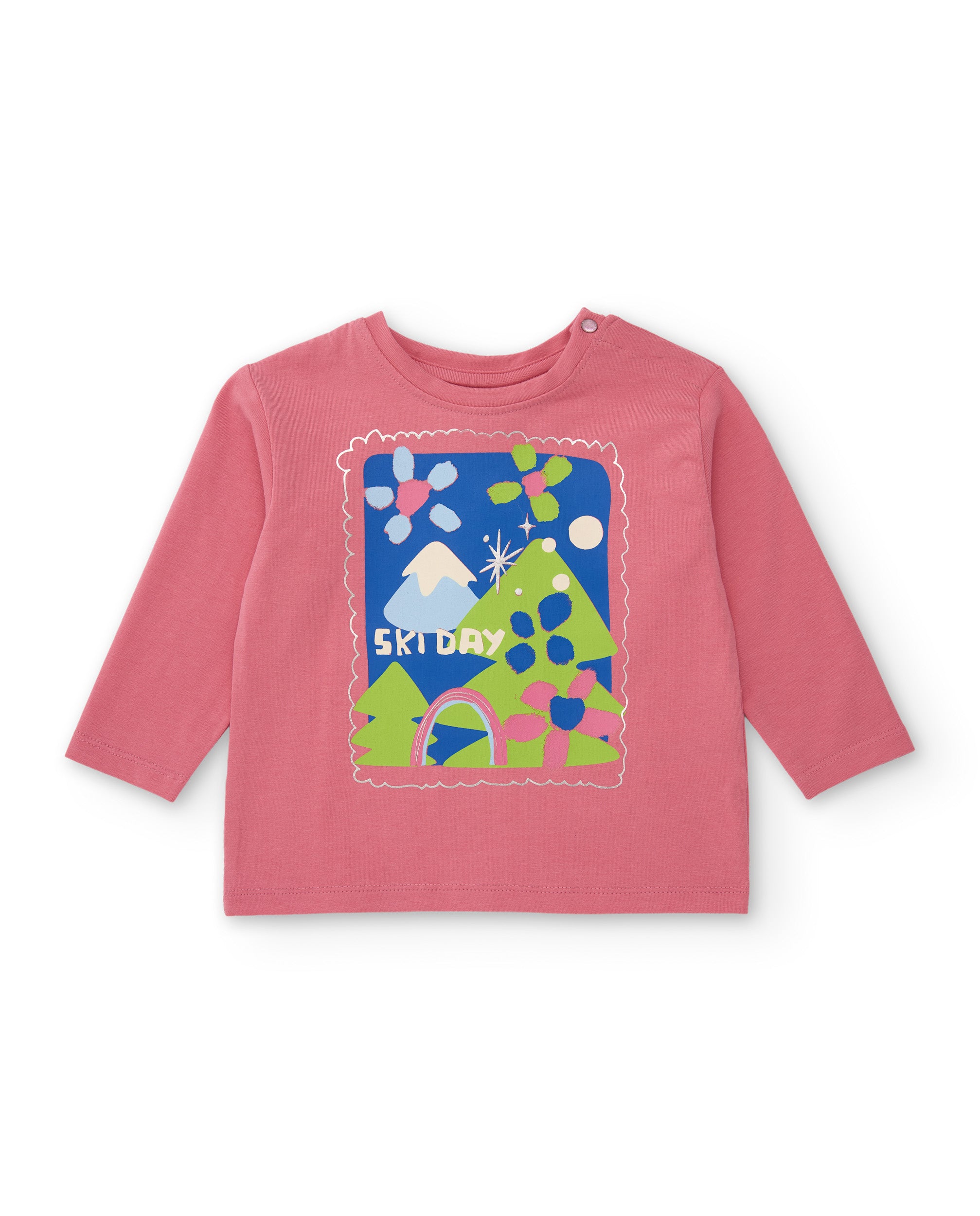 Camiseta de niña de punto con manga larga y estampado gráfico