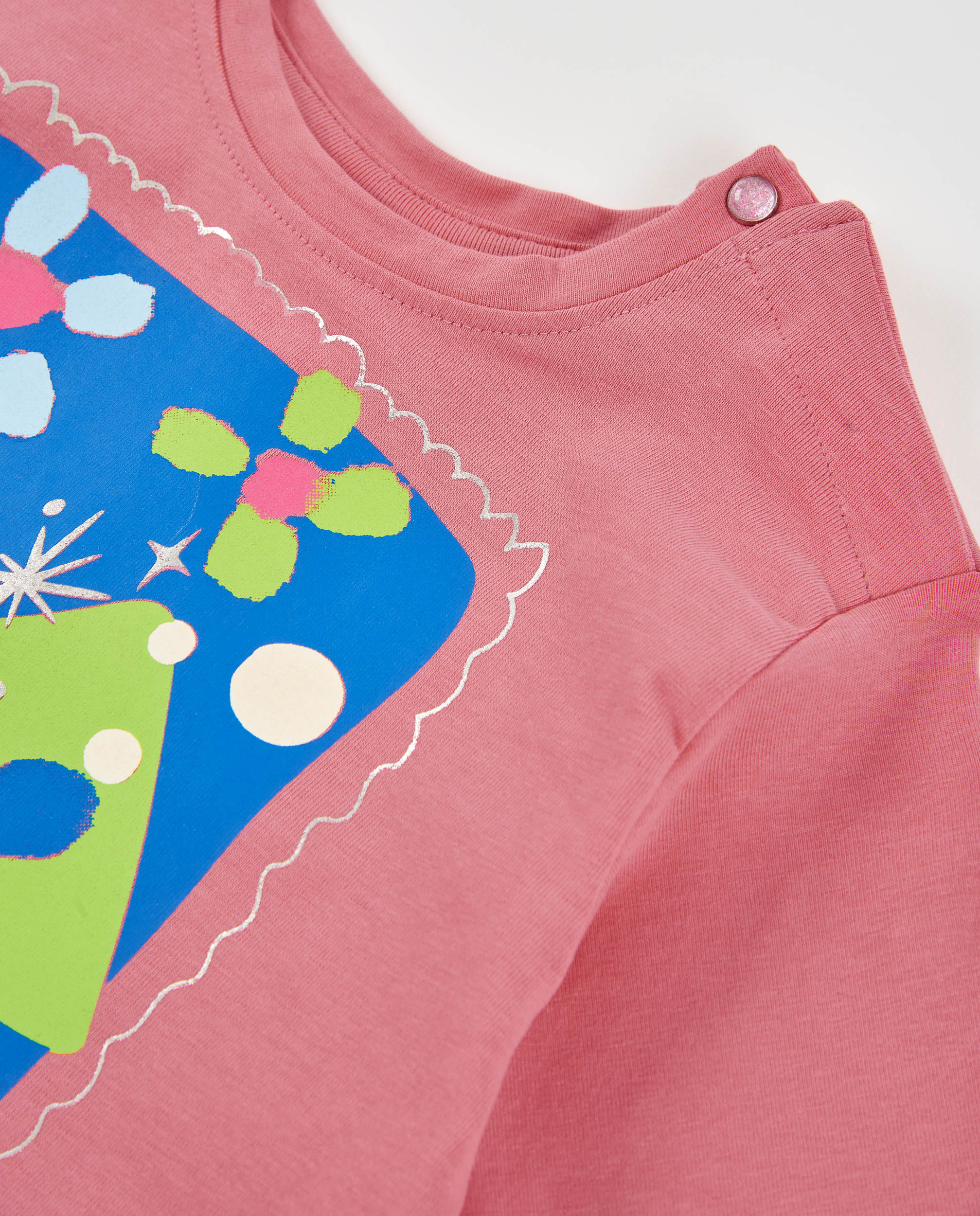 Camiseta de niña de punto con manga larga y estampado gráfico