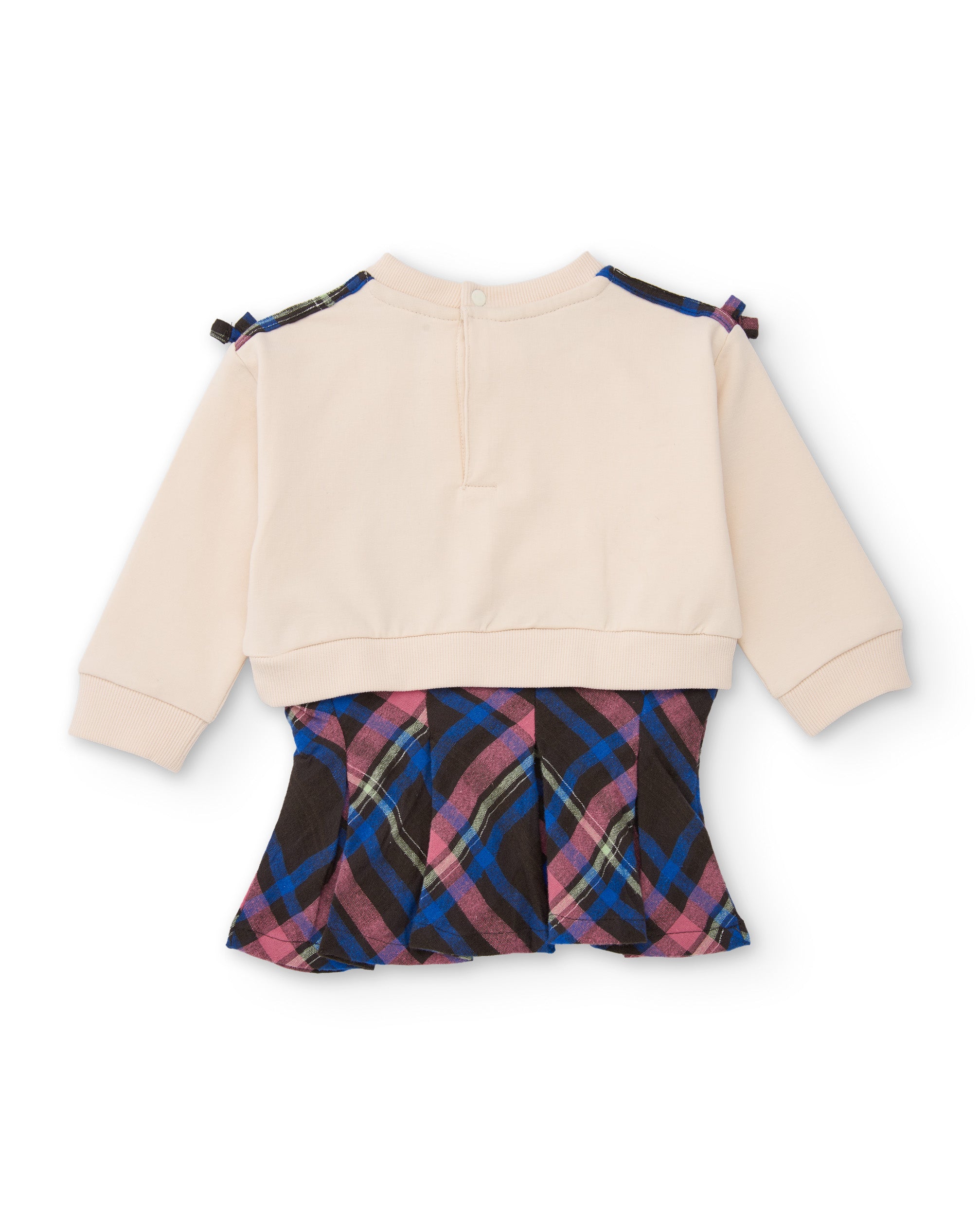 Vestido de niña con cuerpo de felpa y falda de cuadros