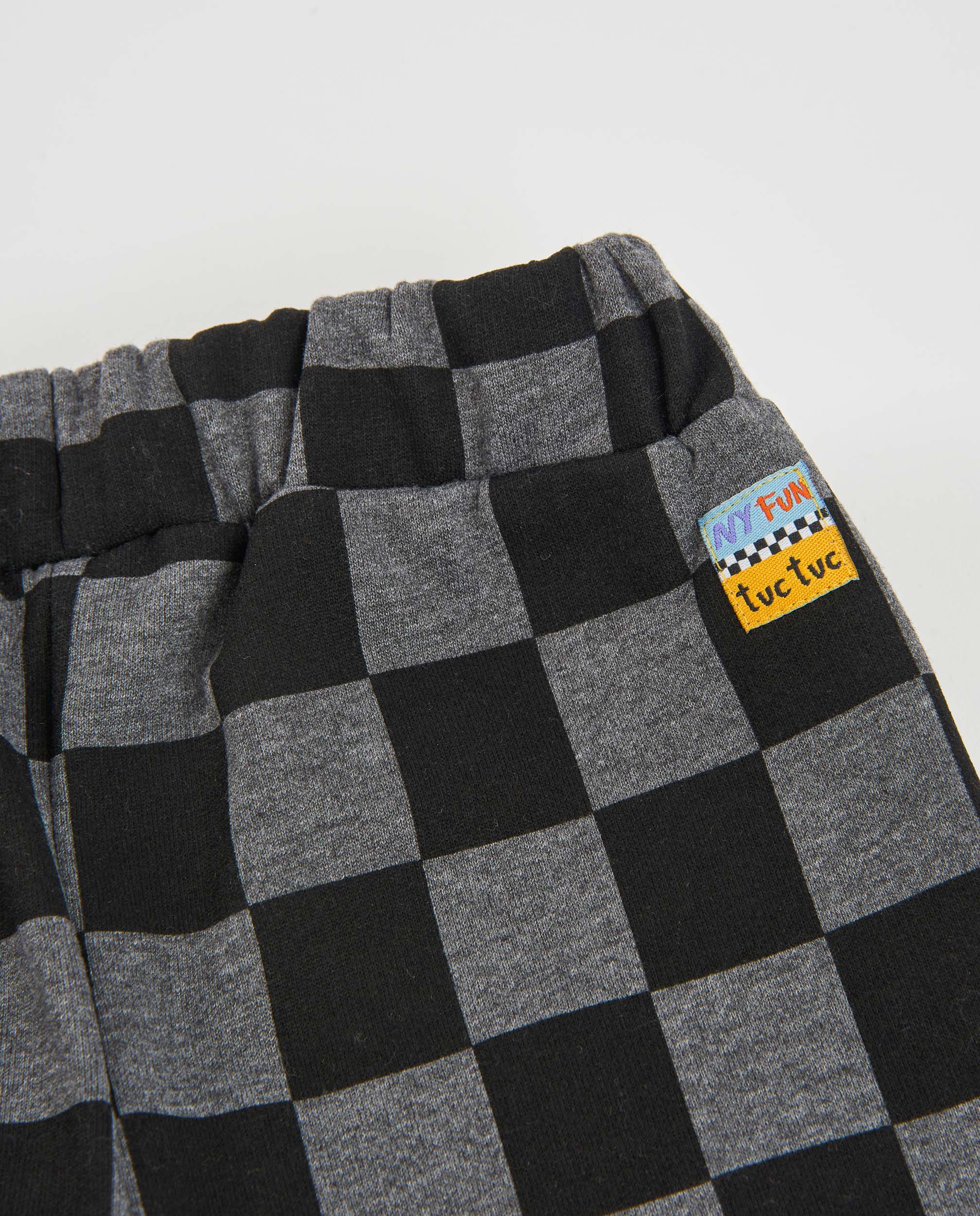 Pantalón de niño de felpa con estampado geométrico y tacto suave