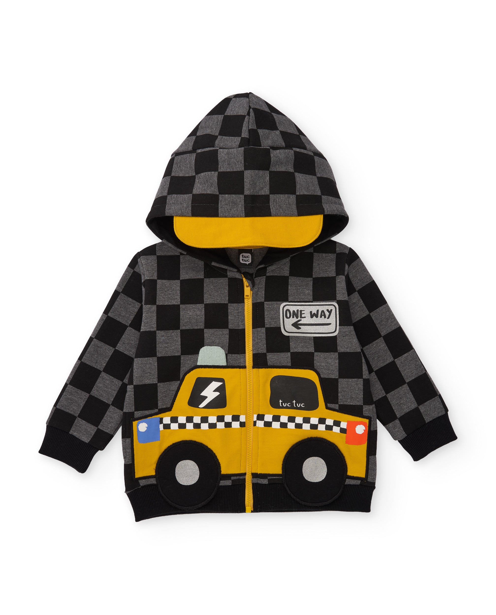 Sudadera de niño de felpa con  diseño cuadros en contraste