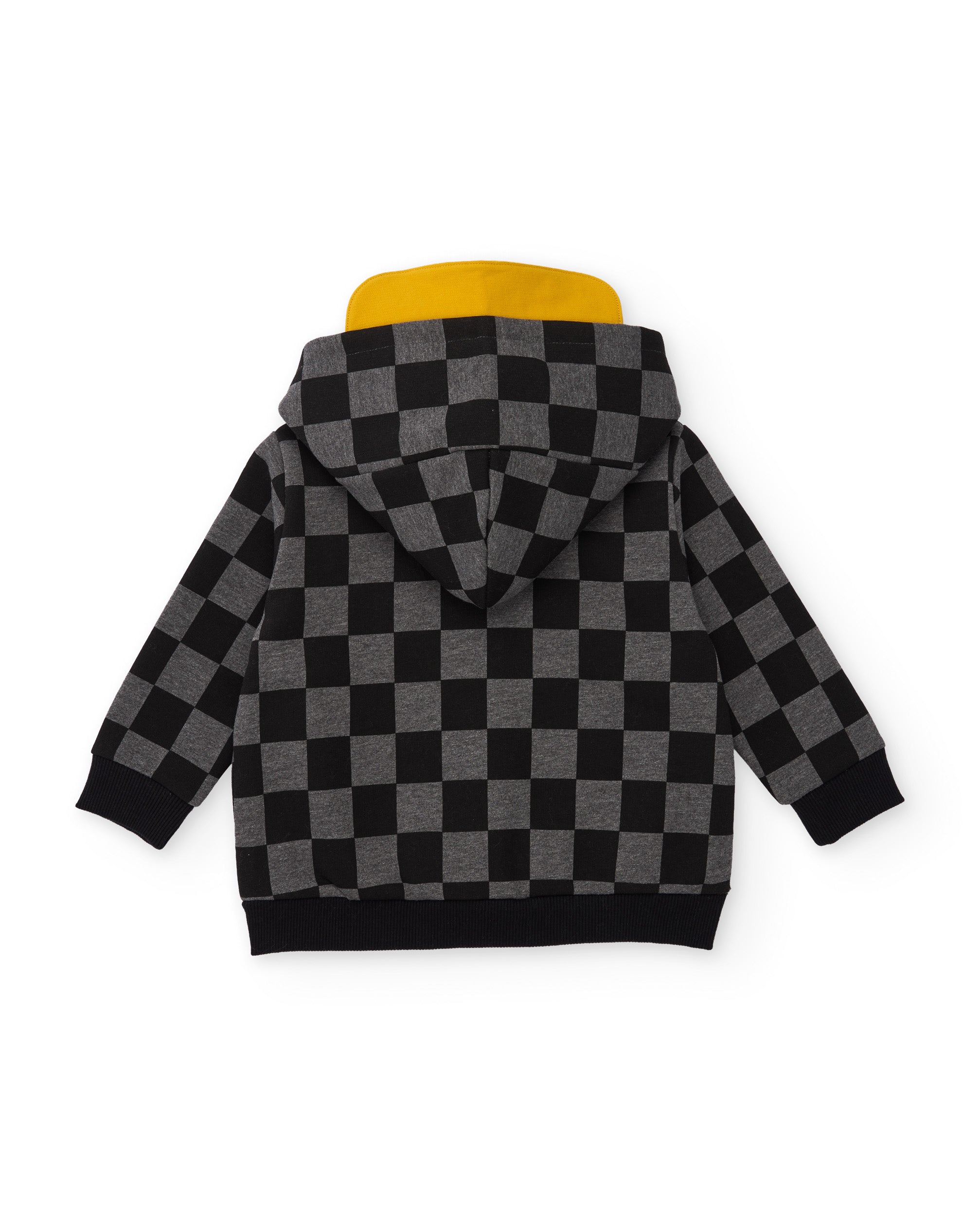 Conjunto de niño de felpa con chaqueta de diseño geométrico y pantalón a juego