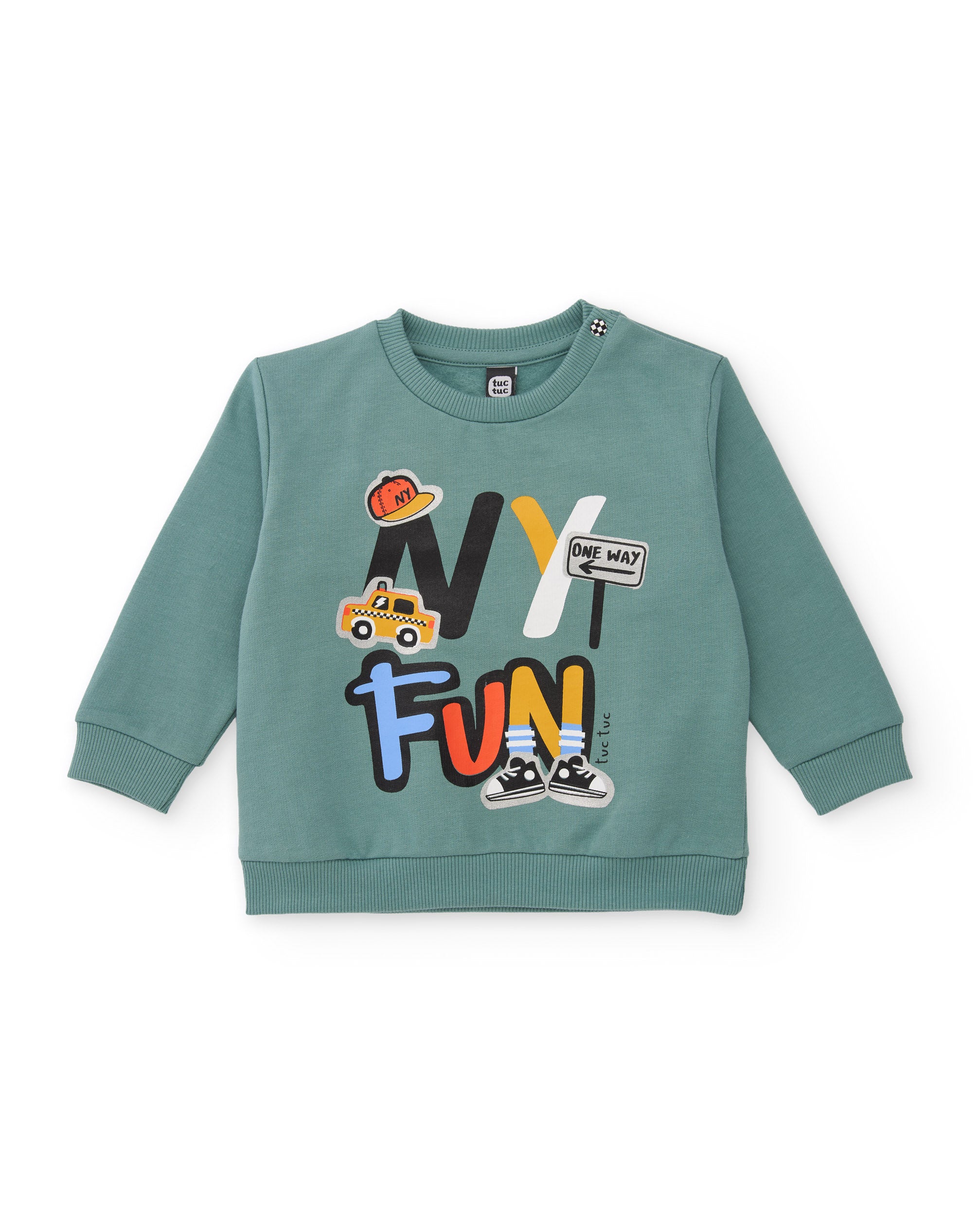 Conjunto de niño de felpa con sudadera estampada y pantalón a juego