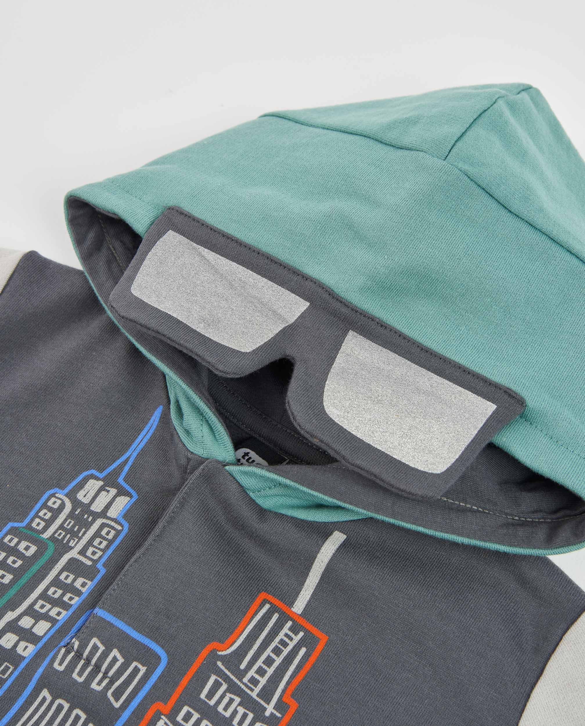Sudadera de niño de felpa con capucha y estampado urbano