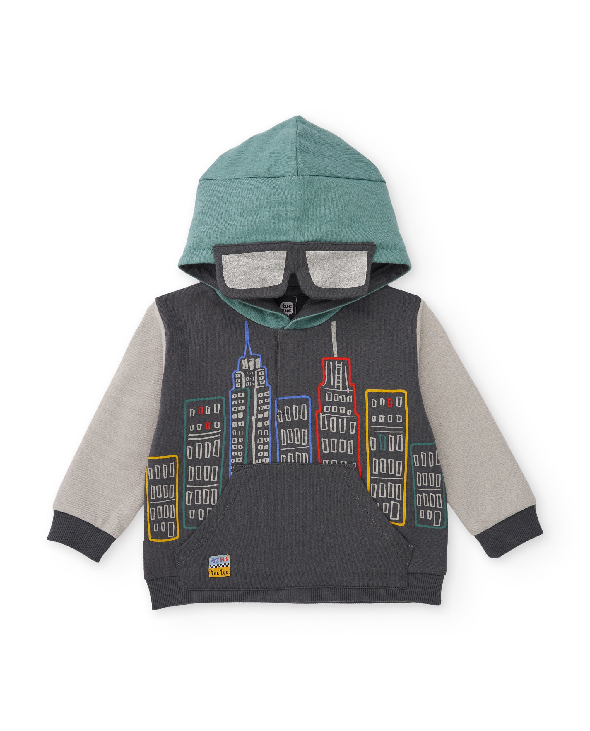 Conjunto de niño de felpa con sudadera de capucha y estampado urbano