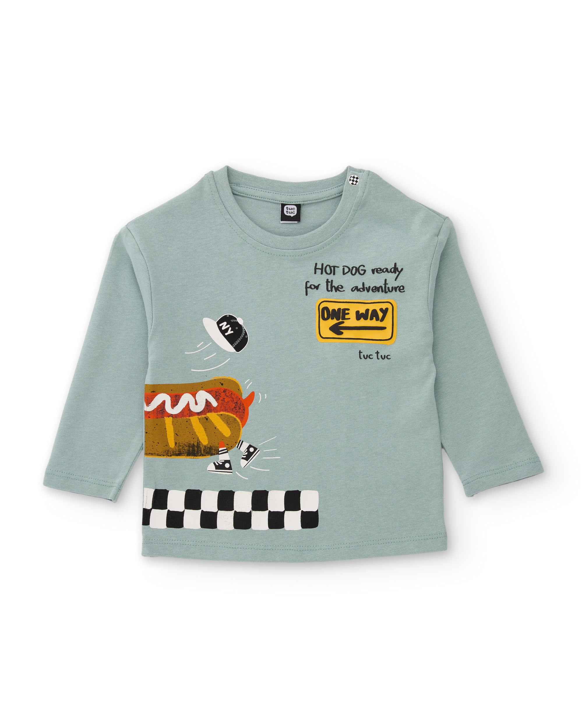 Camiseta de niño de punto con manga larga y estampado colorido