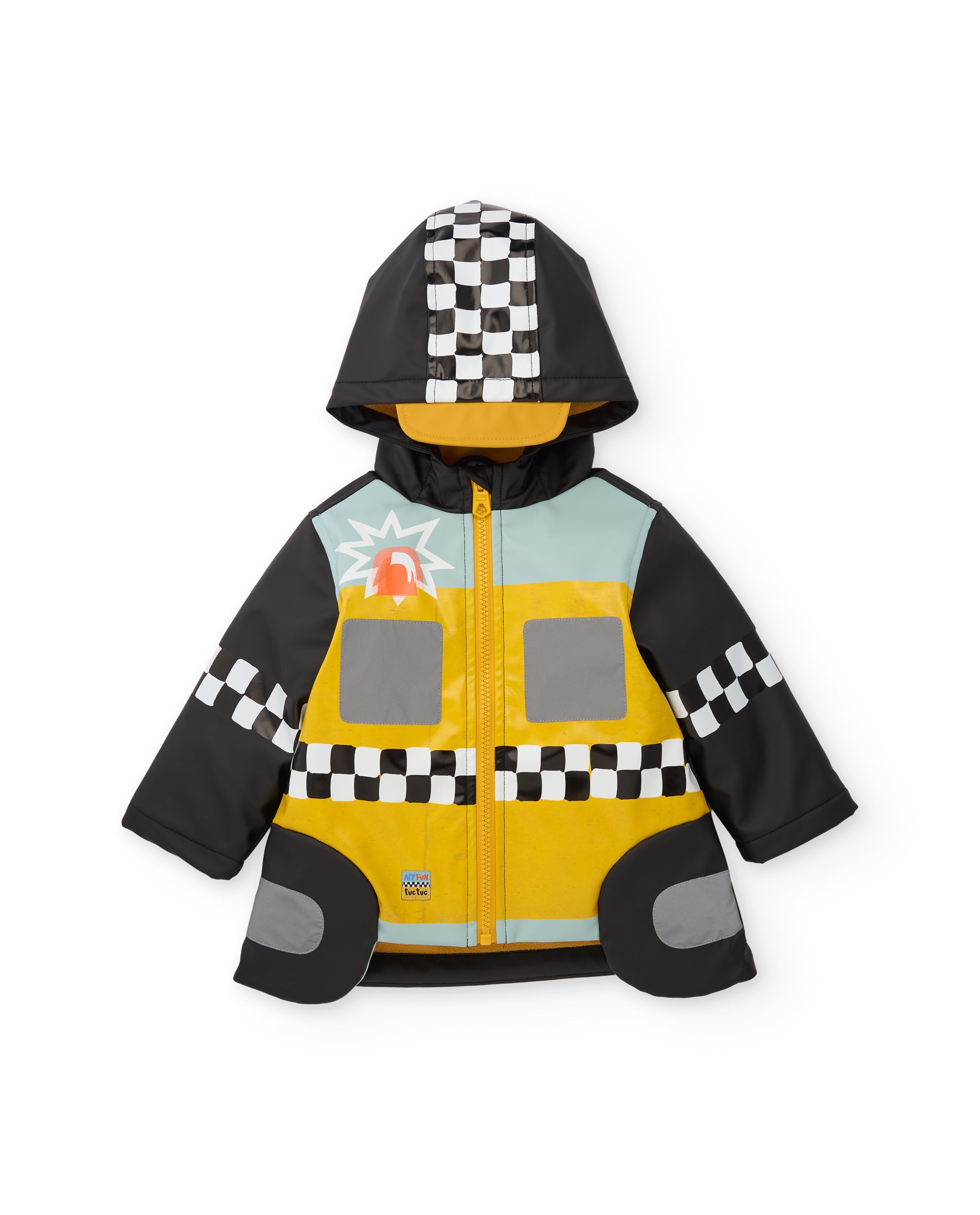 Chubasquero de niño con capucha y diseño de taxi