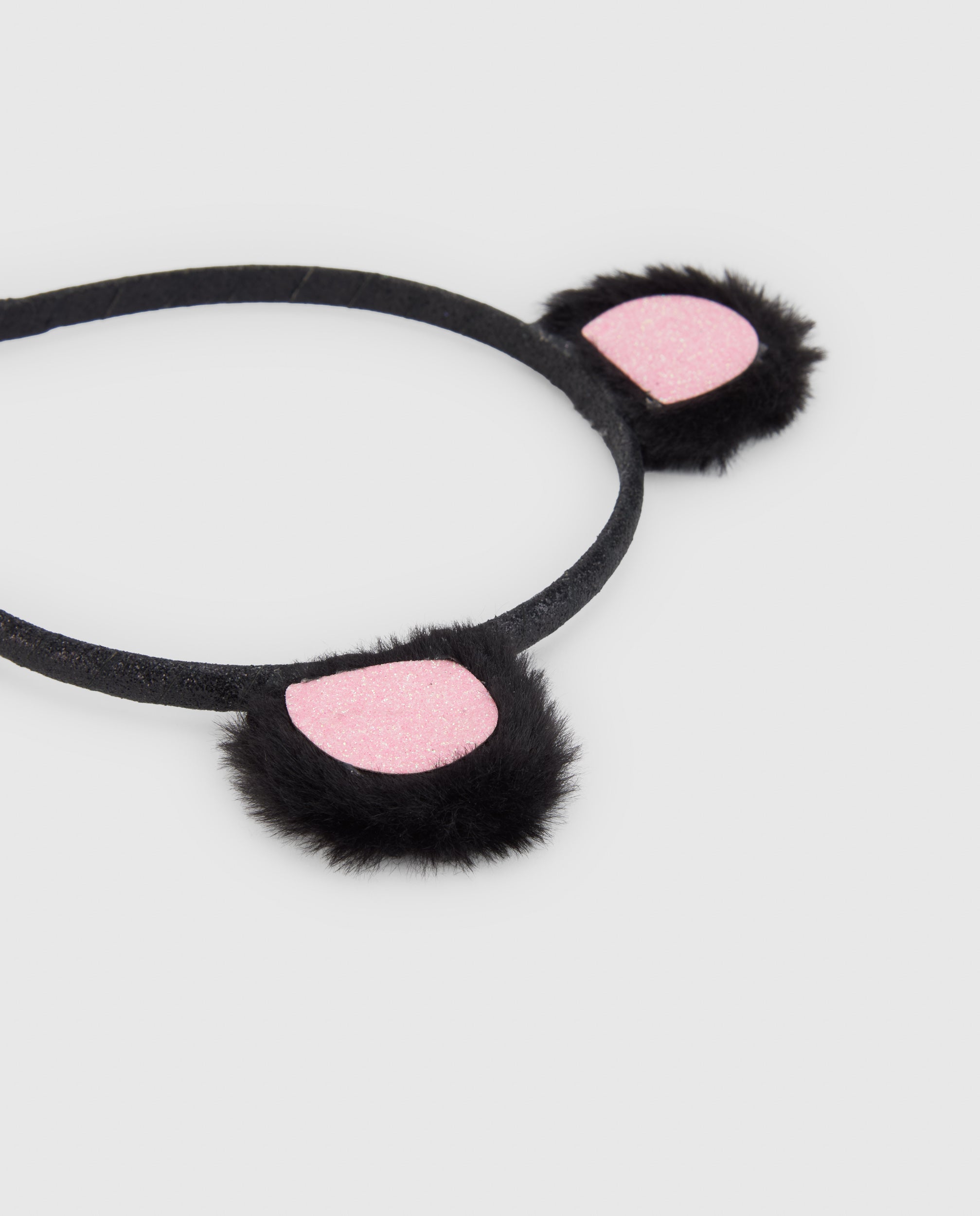 Diadema de niña con orejas de peluche y acabado glitter