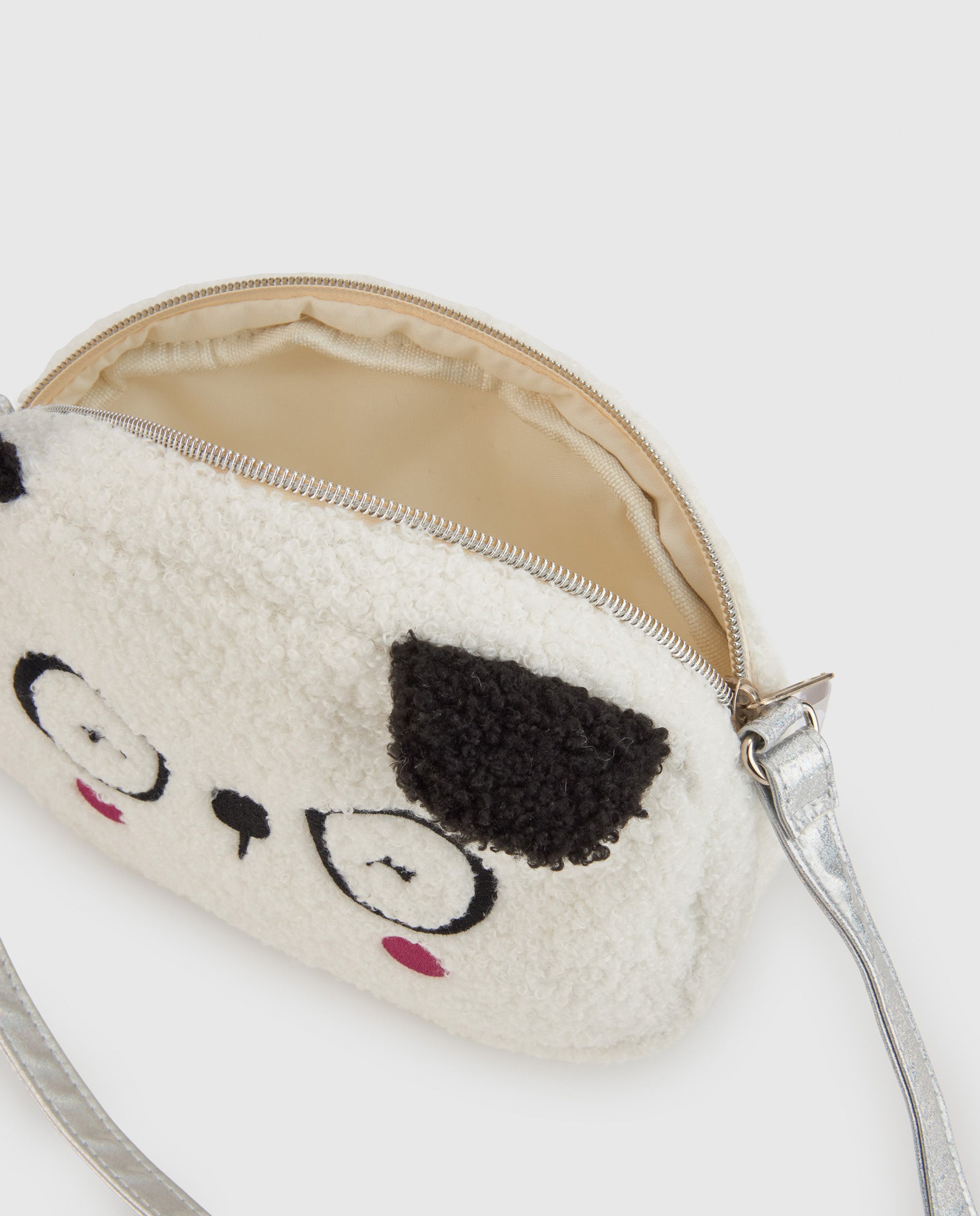 Bolso de niña de borreguito con diseño de panda y tacto suave