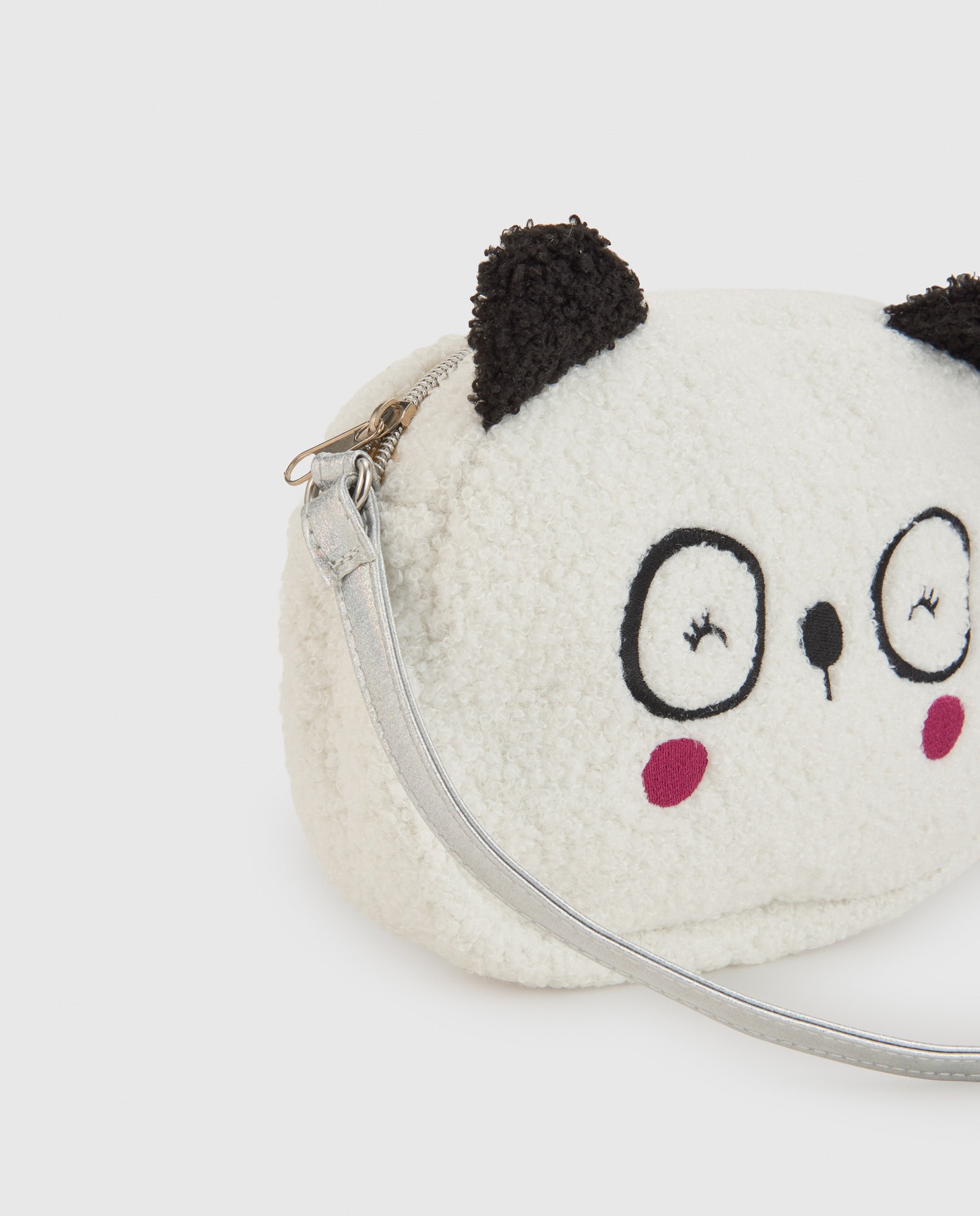 Bolso de niña de borreguito con diseño de panda y tacto suave