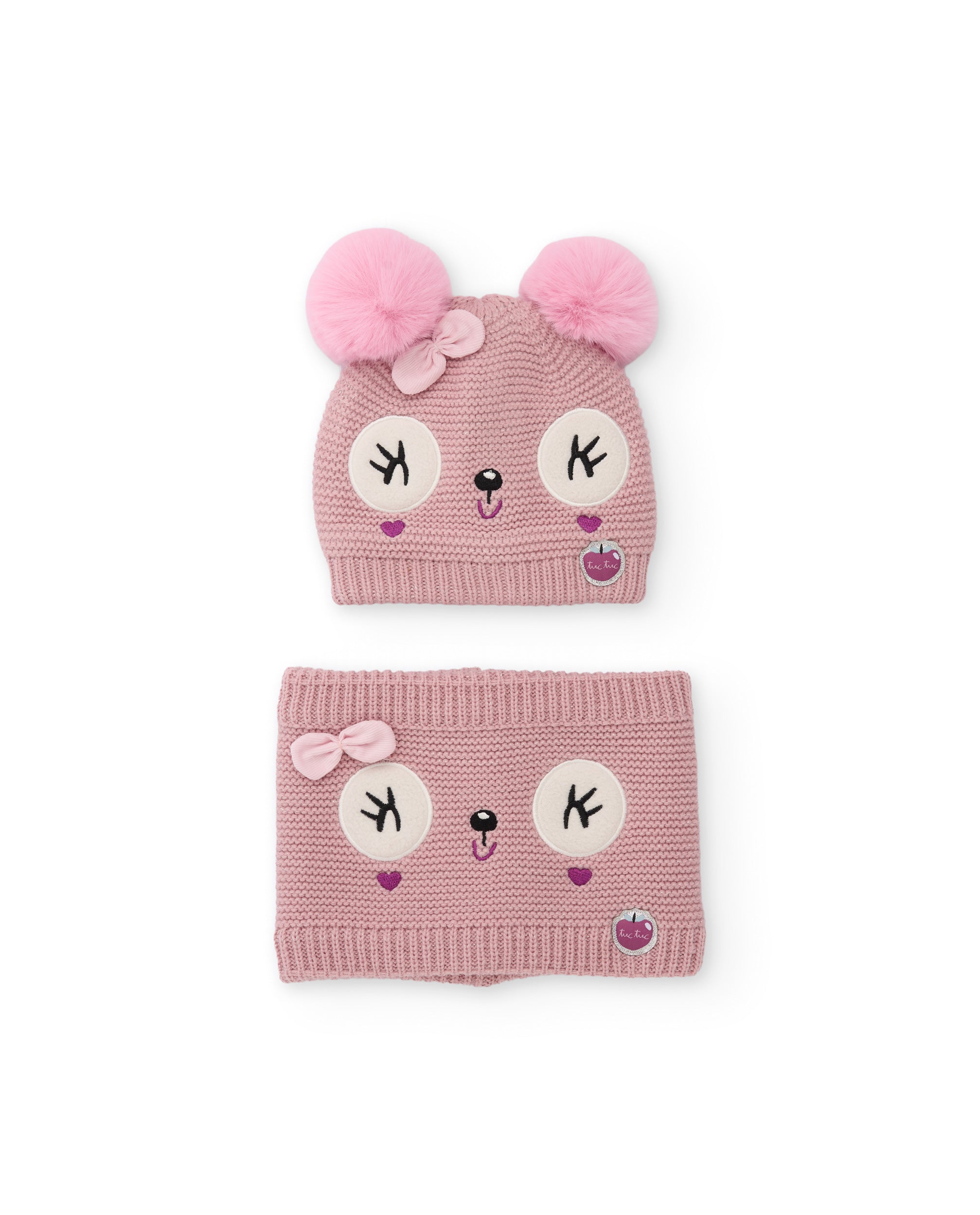 Set de niña de tricot con gorro de orejitas y braga de cuello