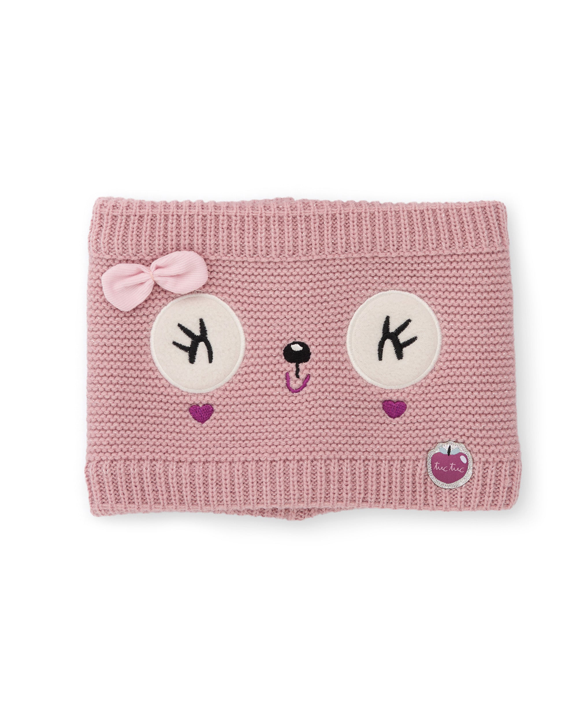 Braga de cuello de niña de tricot con diseño de oso panda