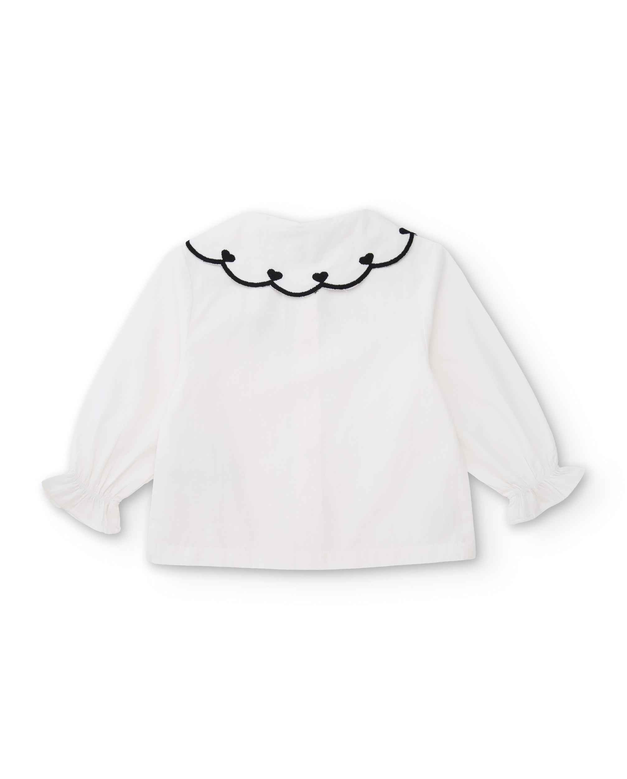 Blusa de niña de tela plana con cuello Peter Pan y botones decorativos