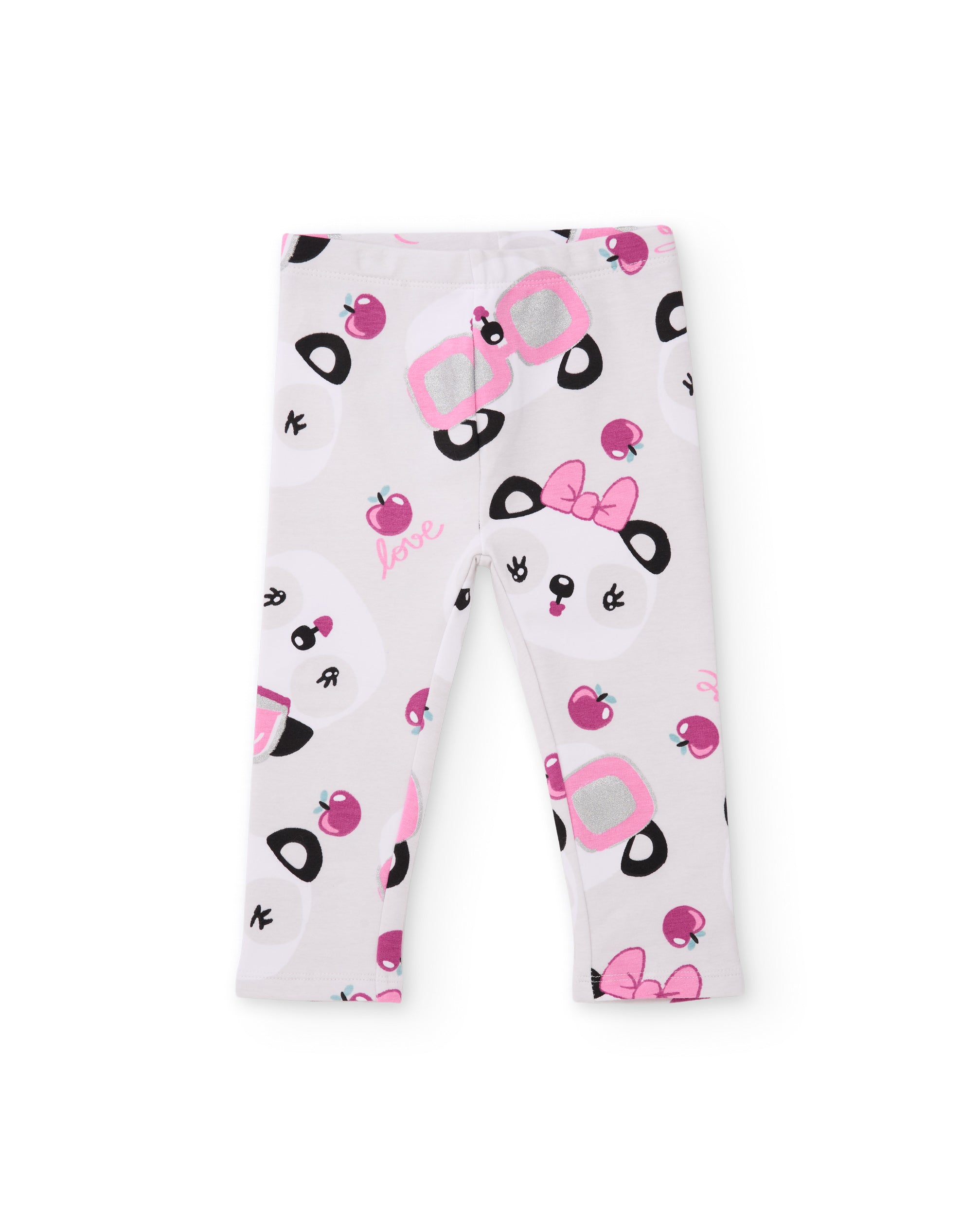 Legging de niña de felpa con estampado de pandas