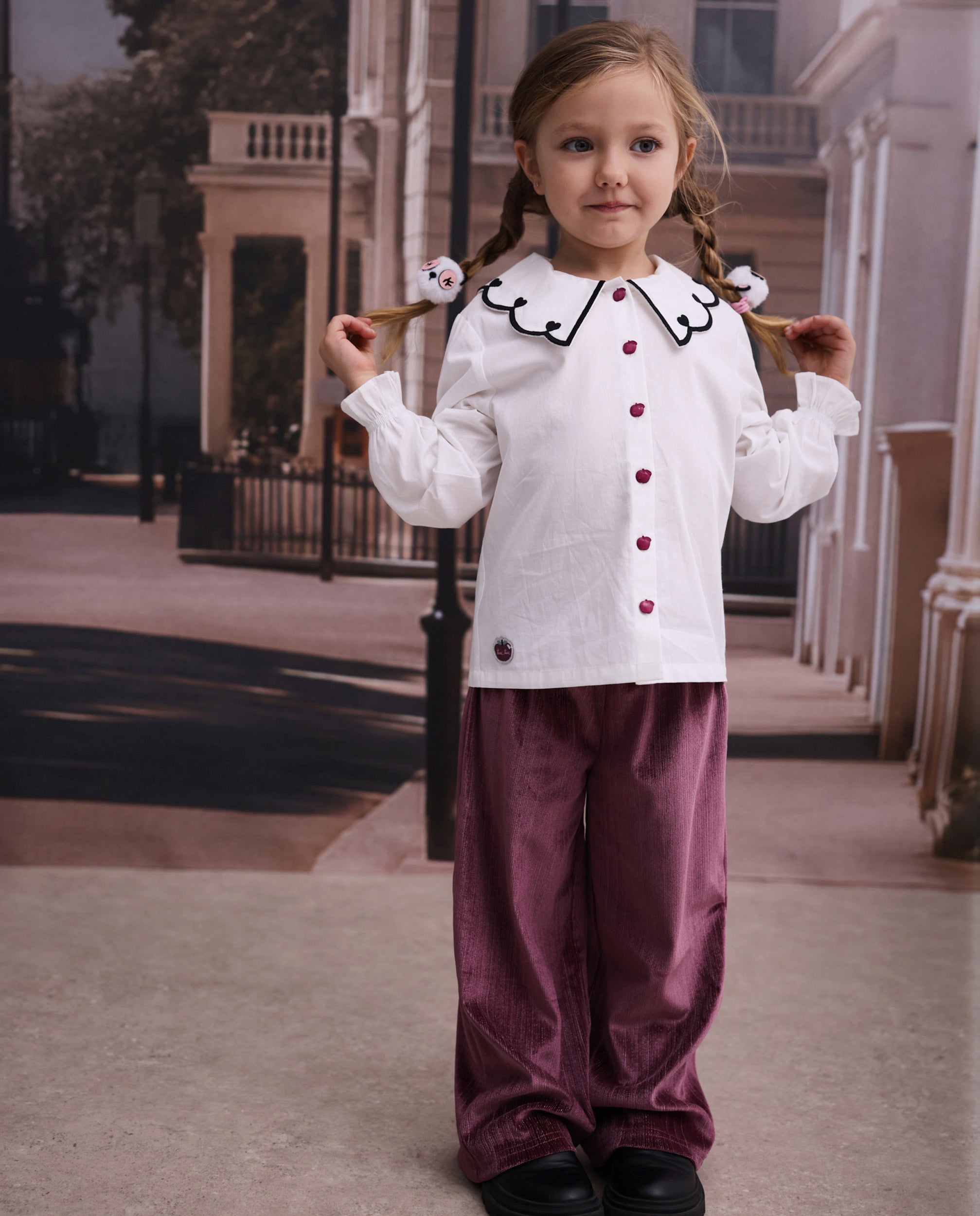 Pantalón de niña de terciopelo con cintura elástica