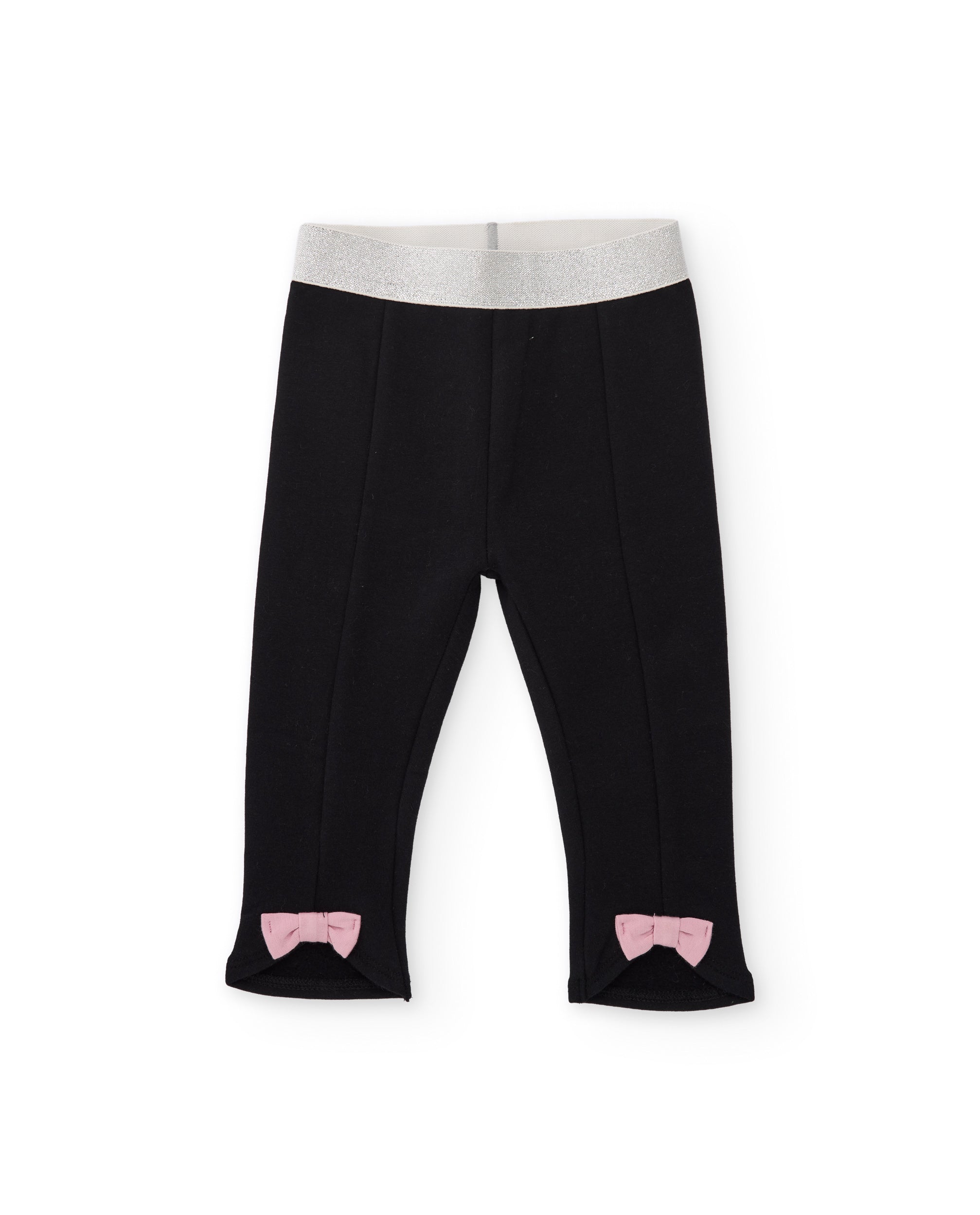 Leggings de niña de felpa con lazo decorativo y cinturilla elástica