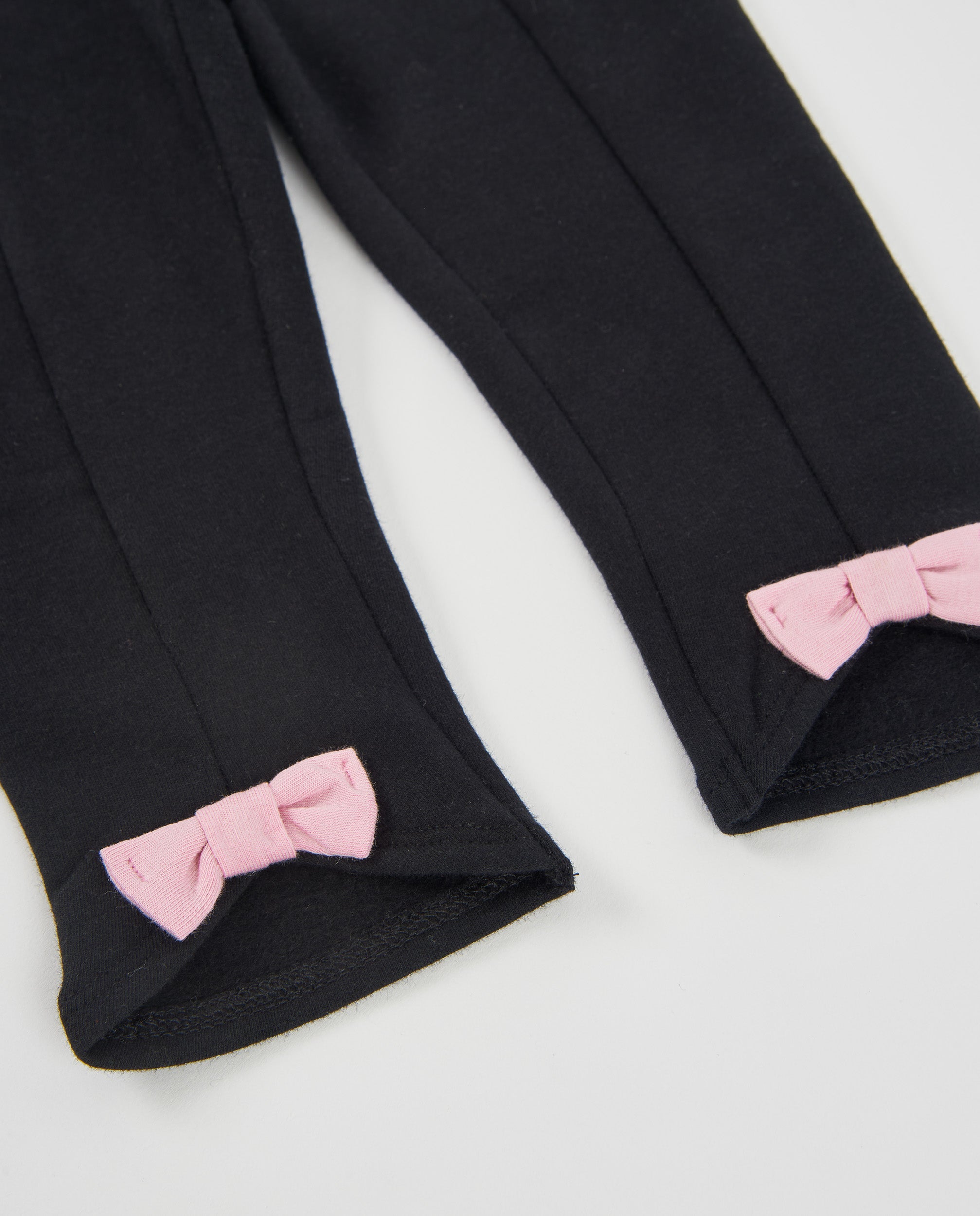 Leggings de niña de felpa con lazo decorativo y cinturilla elástica