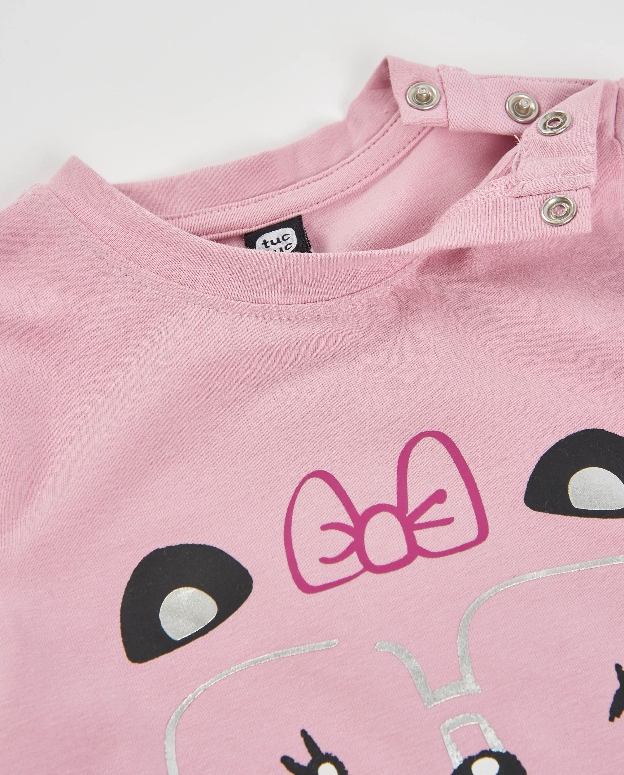 Camiseta de niña de punto con manga larga y gráfico panda