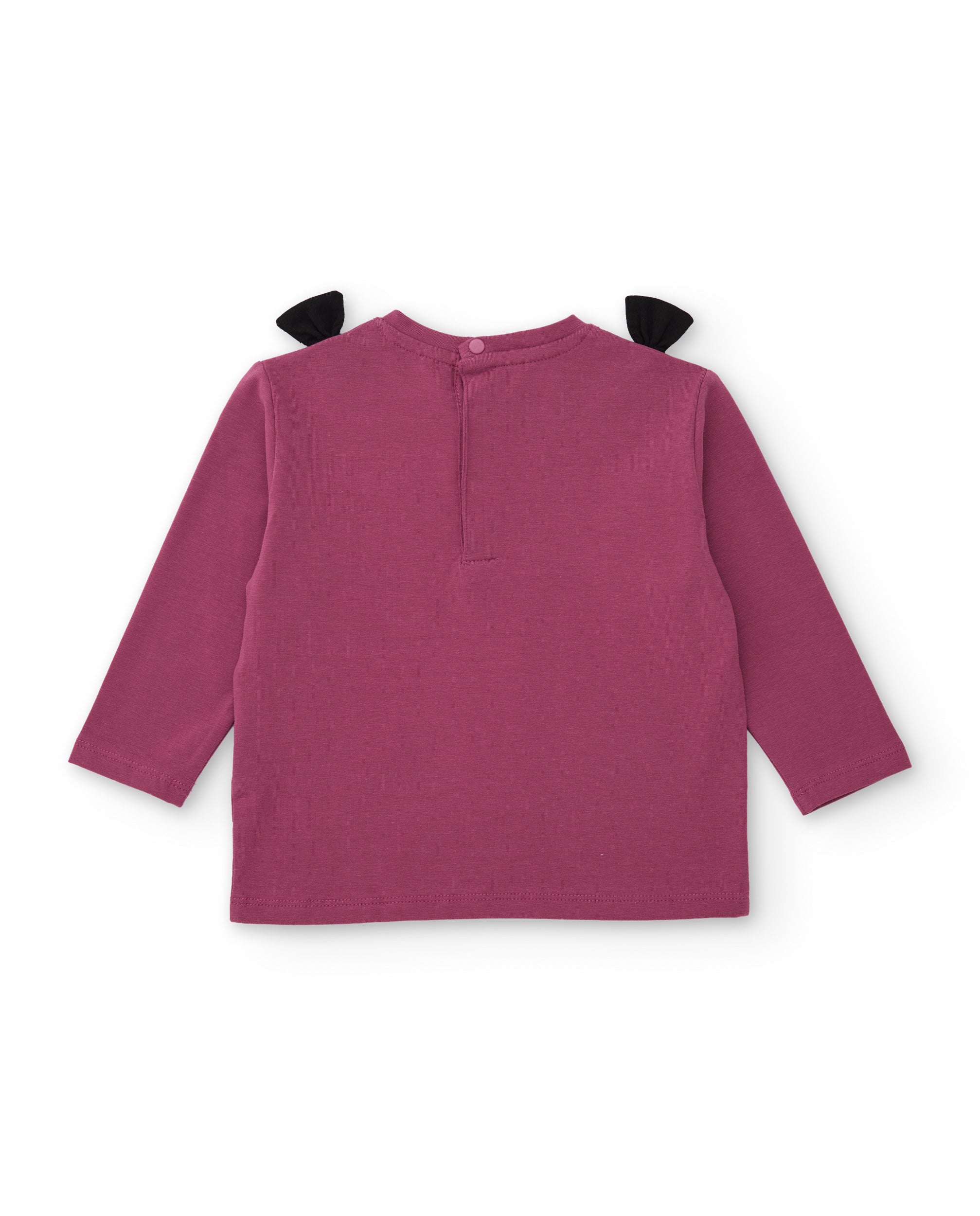 Camiseta de niña de punto con manga larga y lazos en los hombros