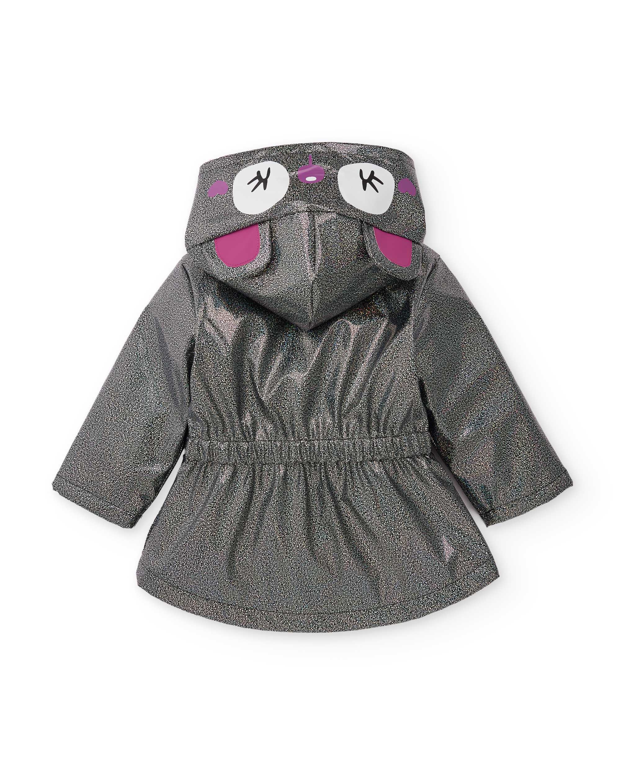Chubasquero de niña con acabado brillante y lazo decorativo