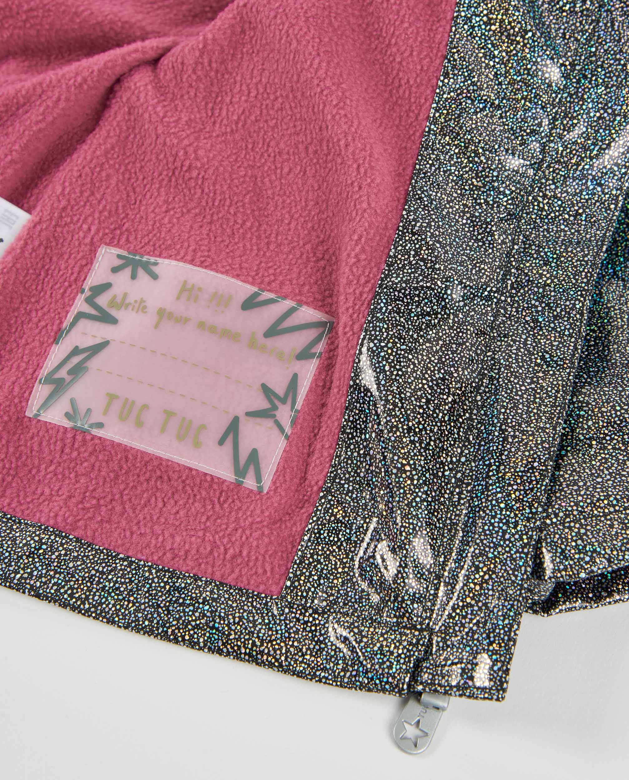 Chubasquero de niña con acabado brillante y lazo decorativo