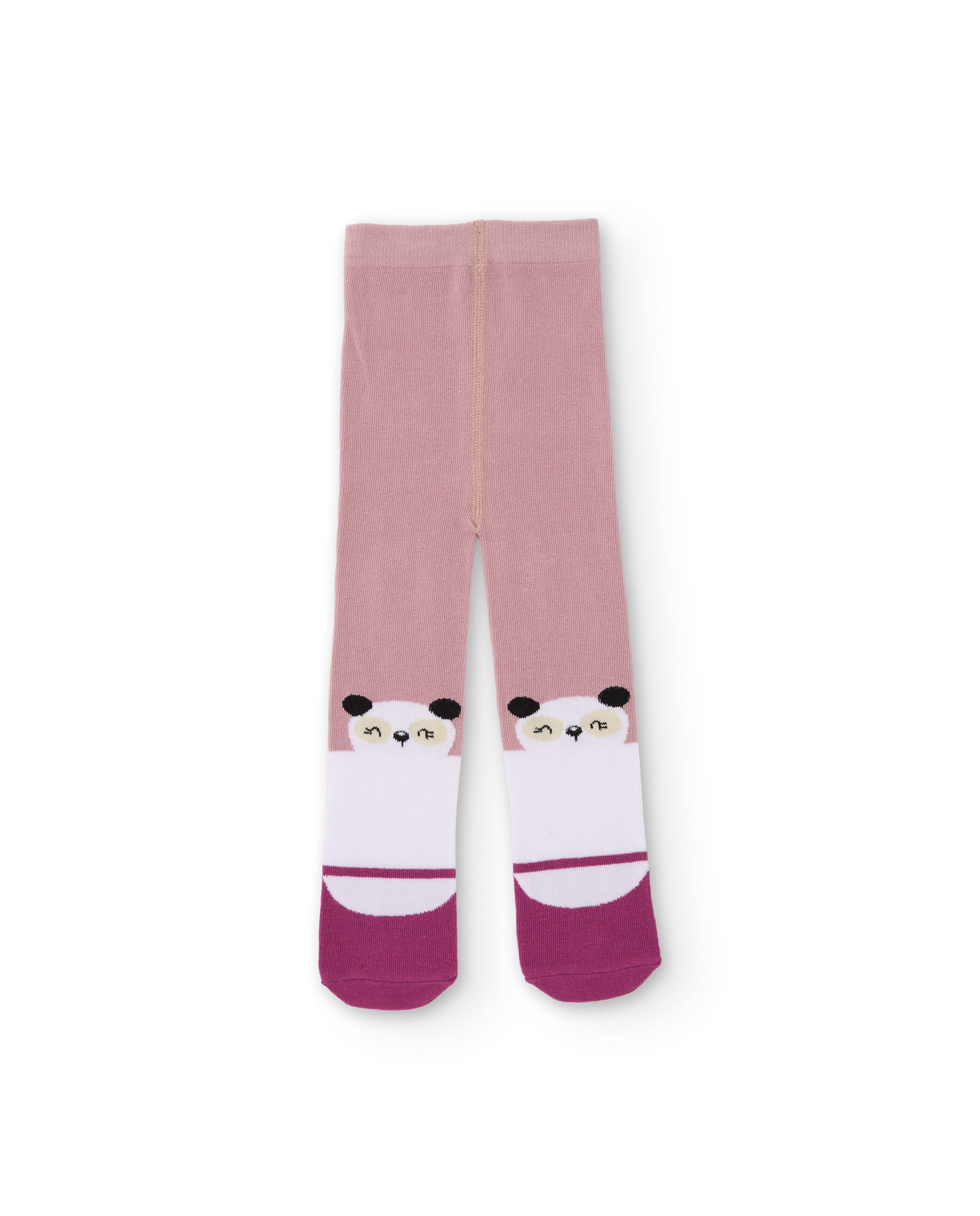 Leotardos de niña de tricot con estampado de panda y cintura elástica